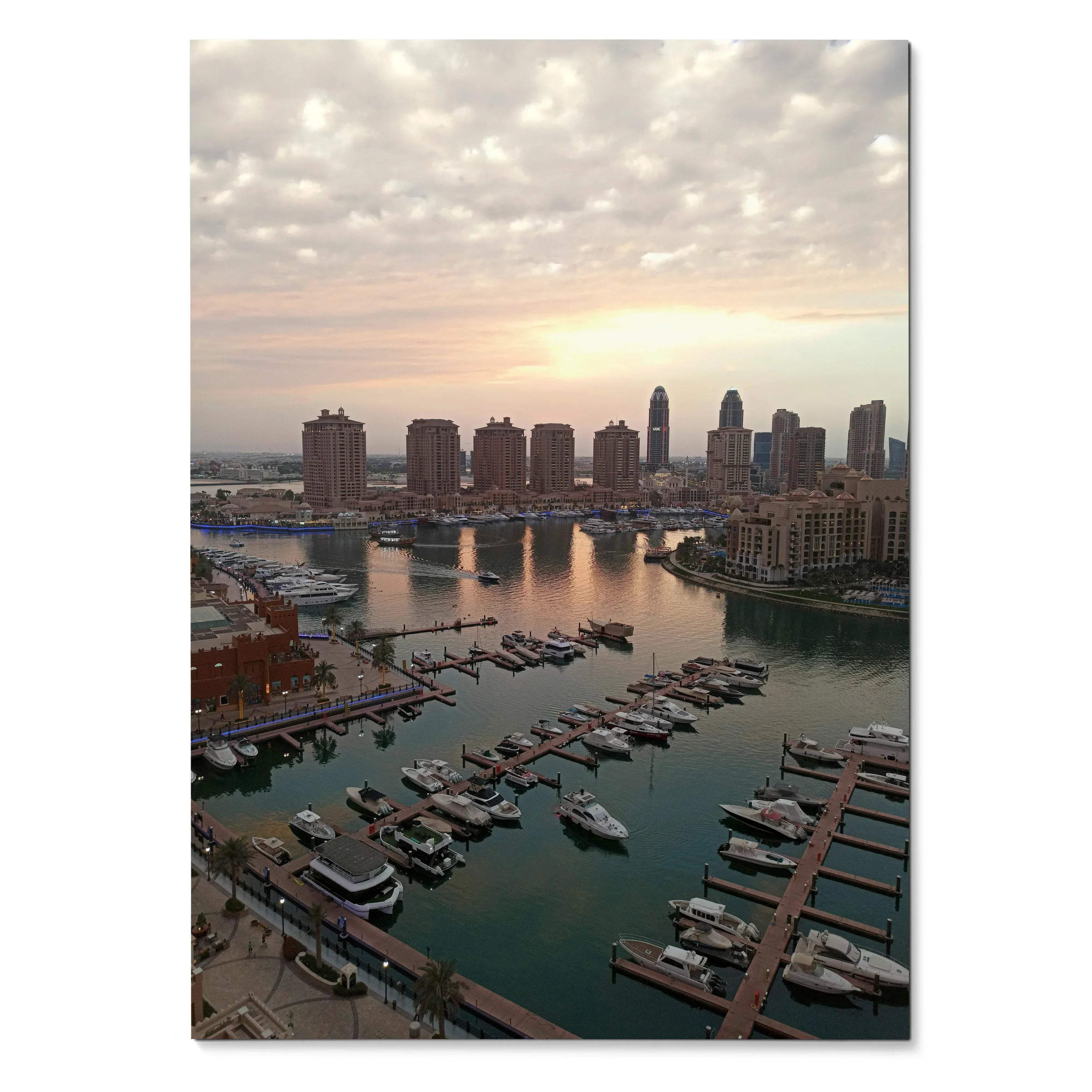 Vibrant Sunset Cityscape Art Poster Print | Vertical - Throttle Designs