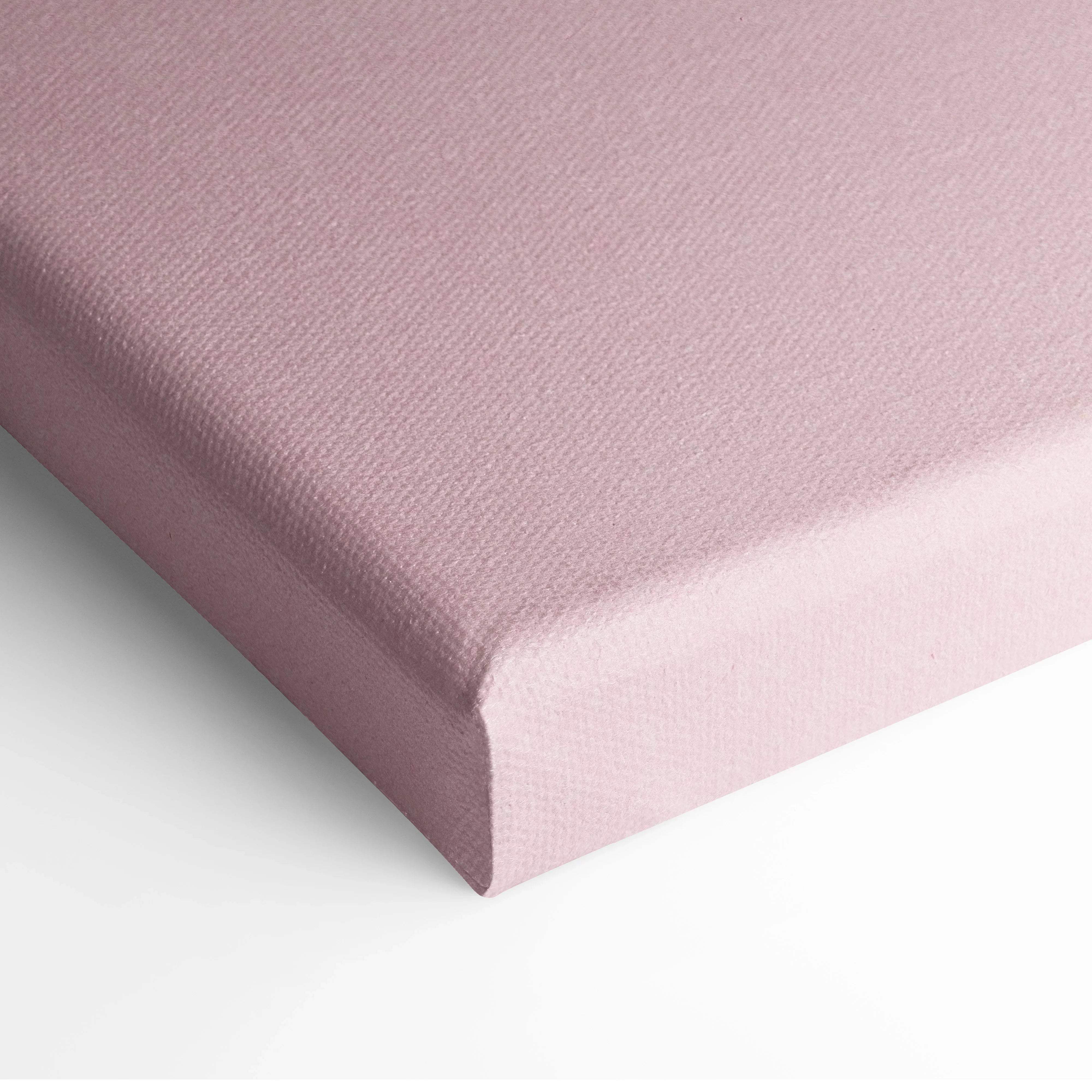 Minimal pink felt heart on textured pastel pink canvas wall art back