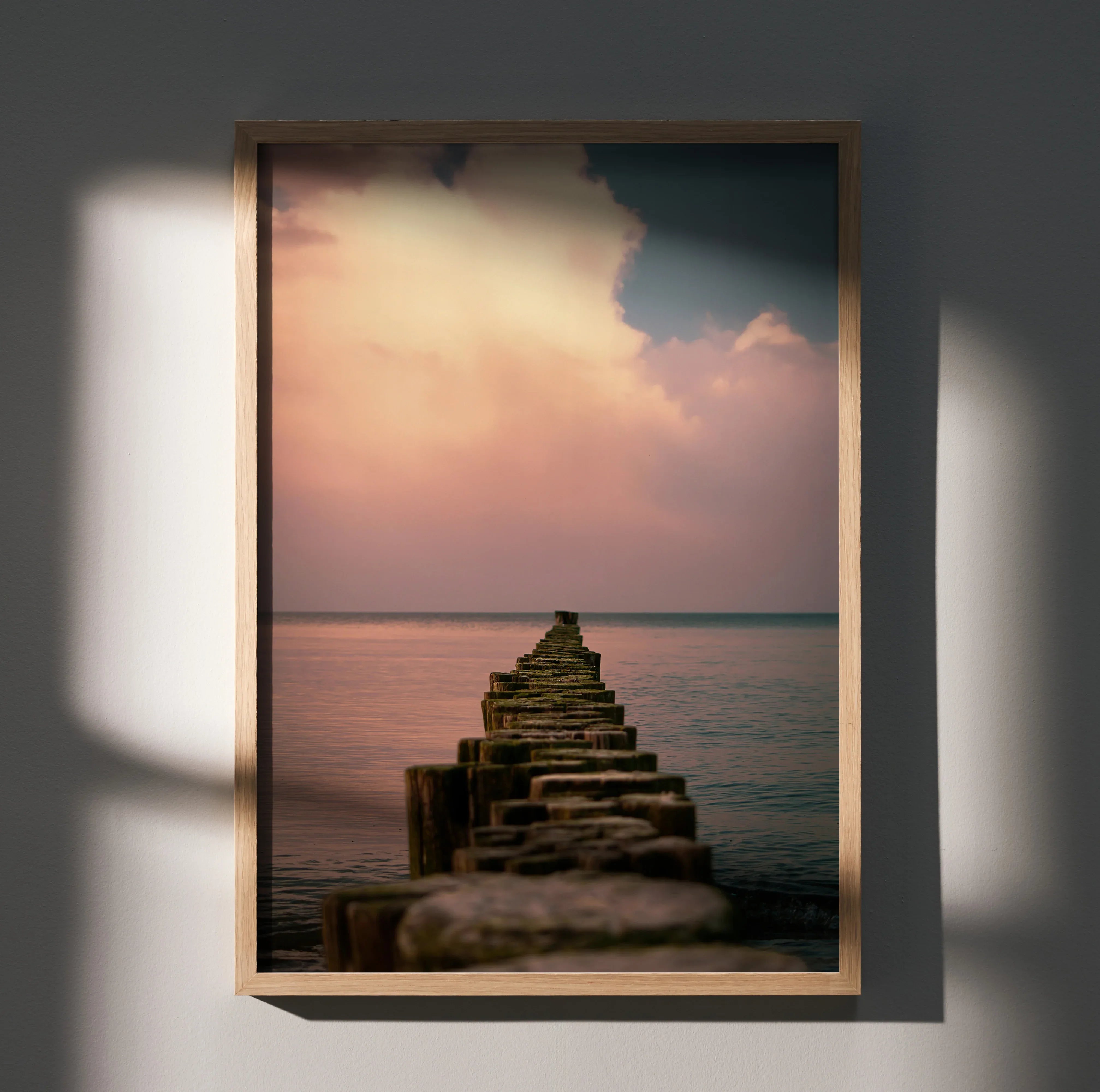 Serene Ocean Sunset Beach Art Print Poster | Vertical - Throttle Designs