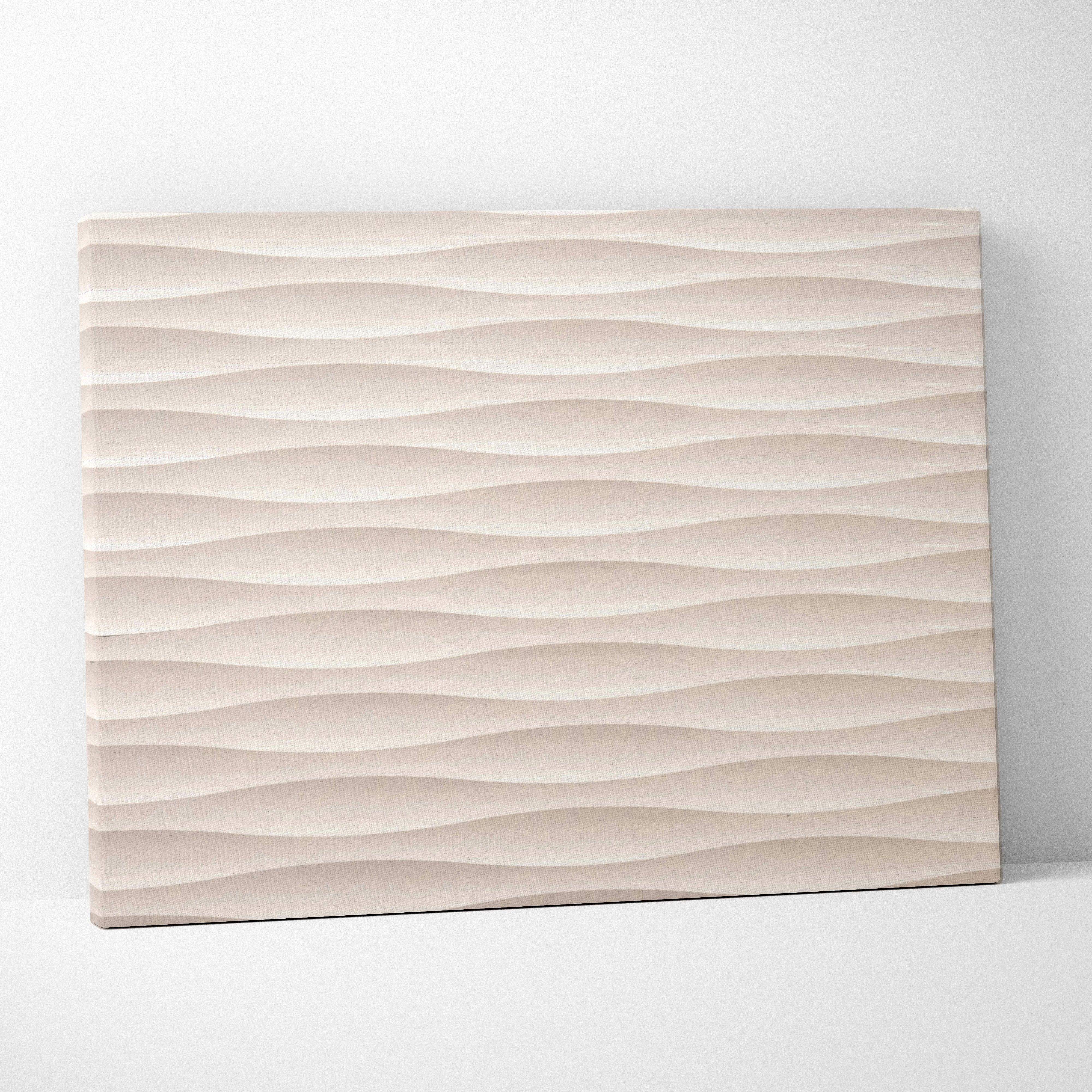Minimalist beige wave texture canvas wall art with soft shadows