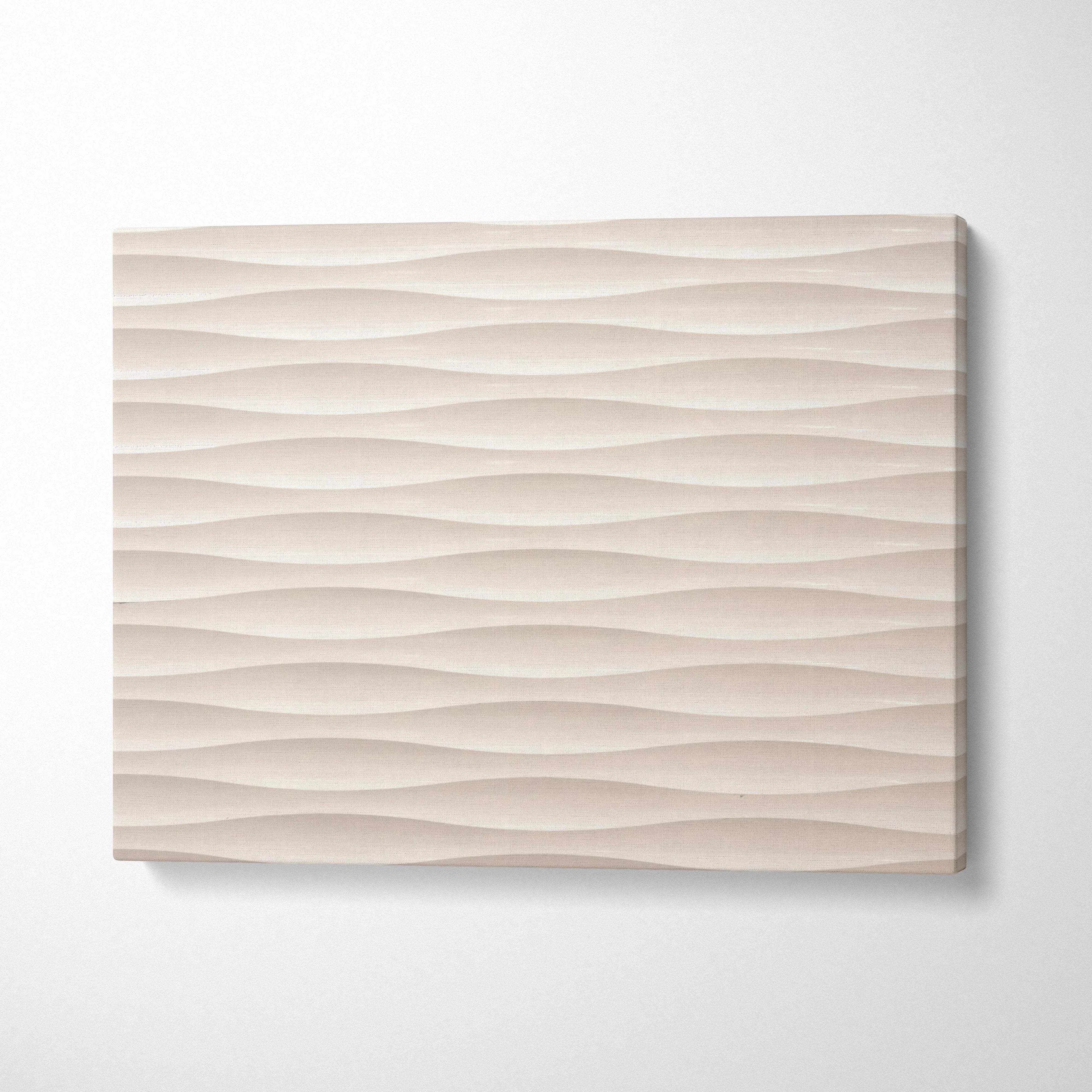 Minimalist beige wave texture canvas wall art with soft shadows