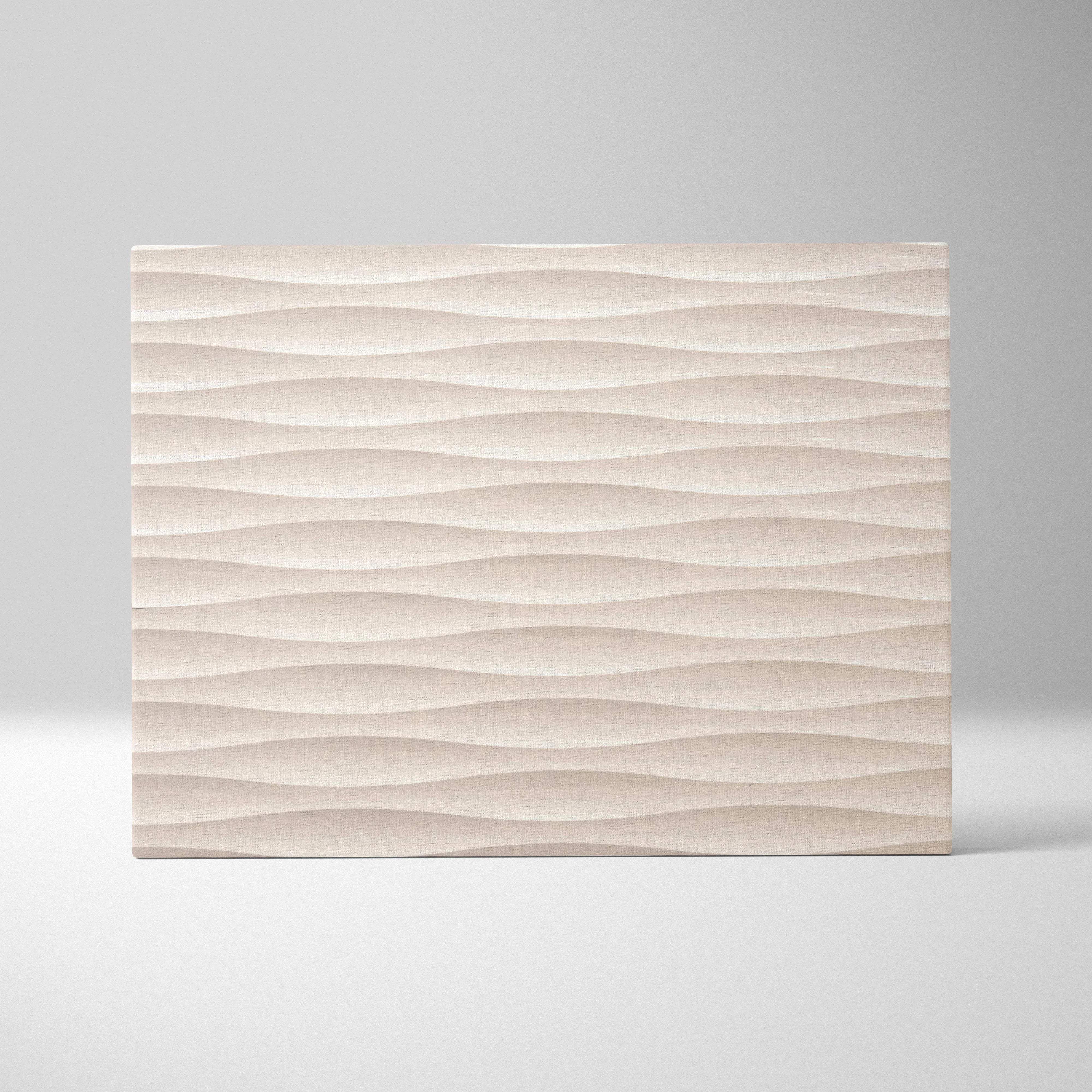 Minimalist beige wave texture canvas wall art with soft shadows