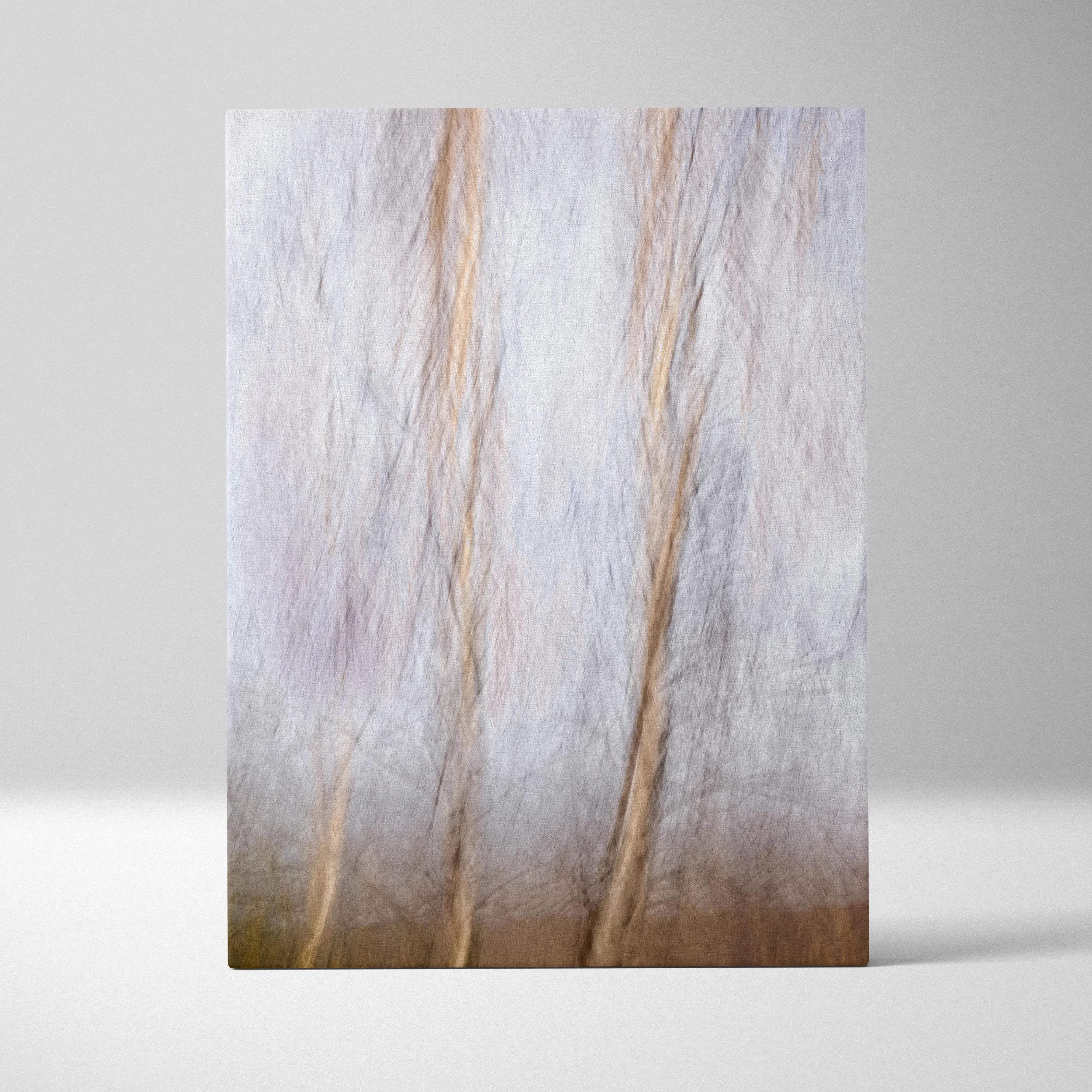 Abstract forest motion blur canvas art in beige, gray, brown tones