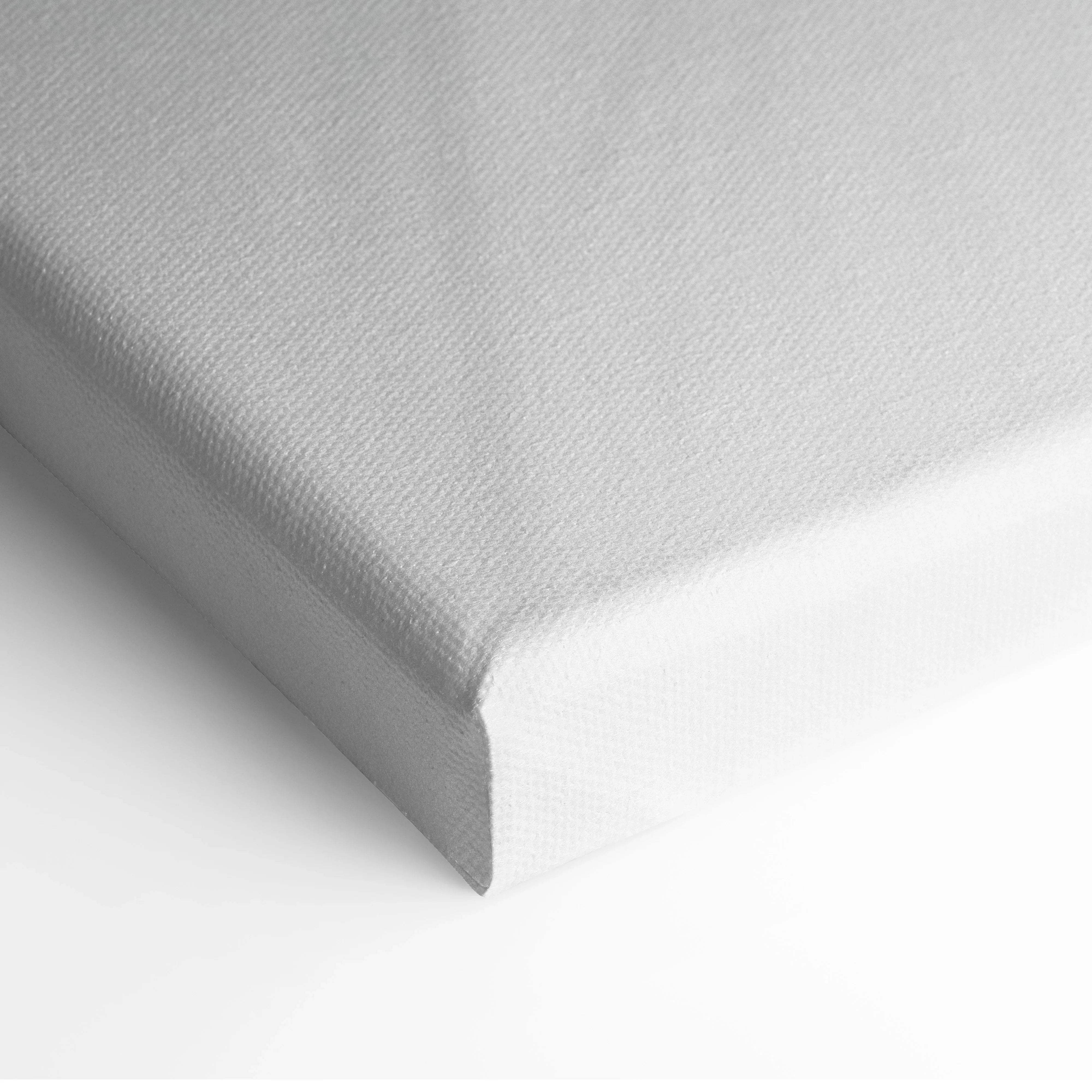 Back of minimalist gray textured canvas with white backing