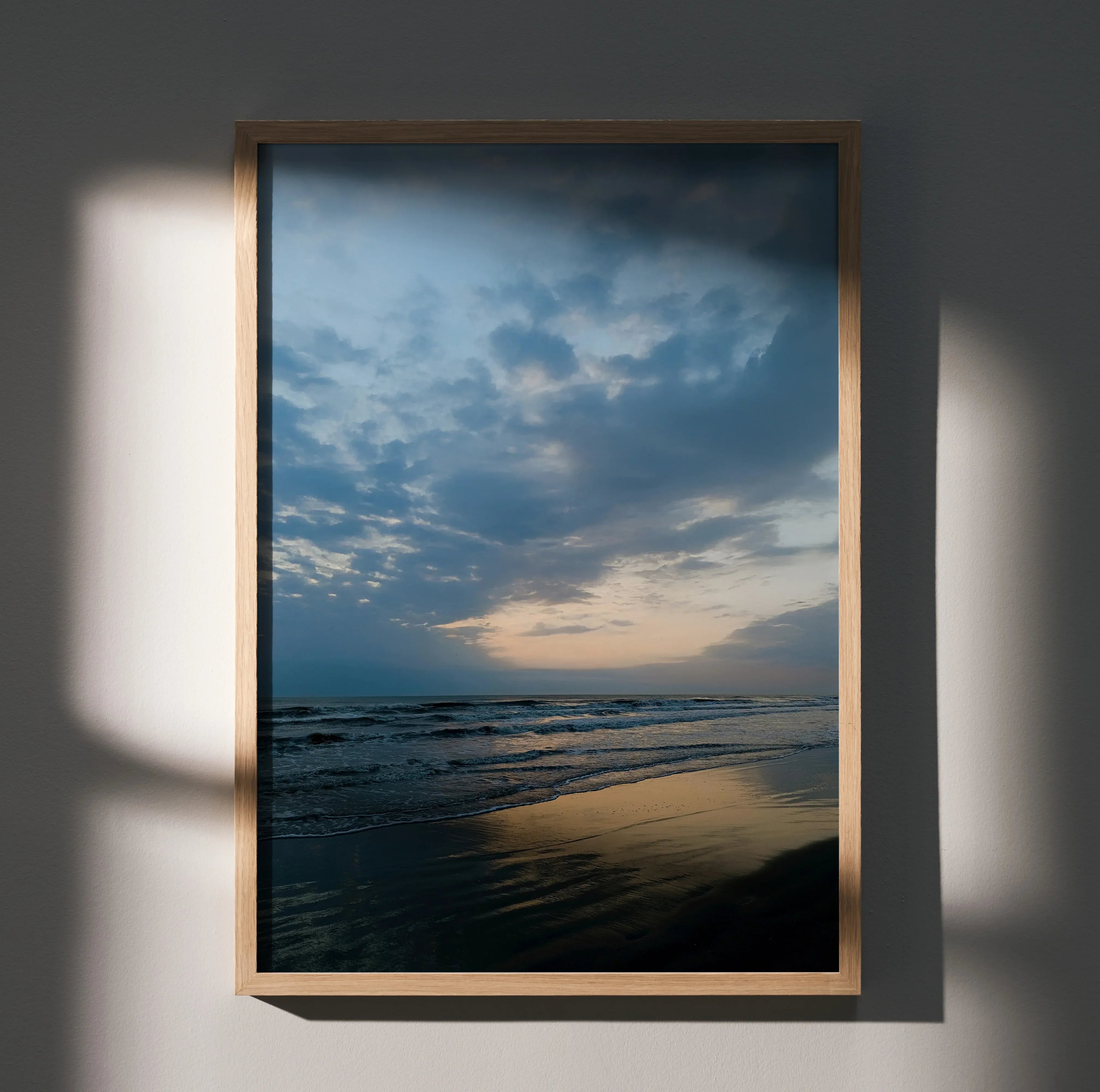 Serene Beach Ocean Landscape Wall Art Print | Vertical - Throttle Designs