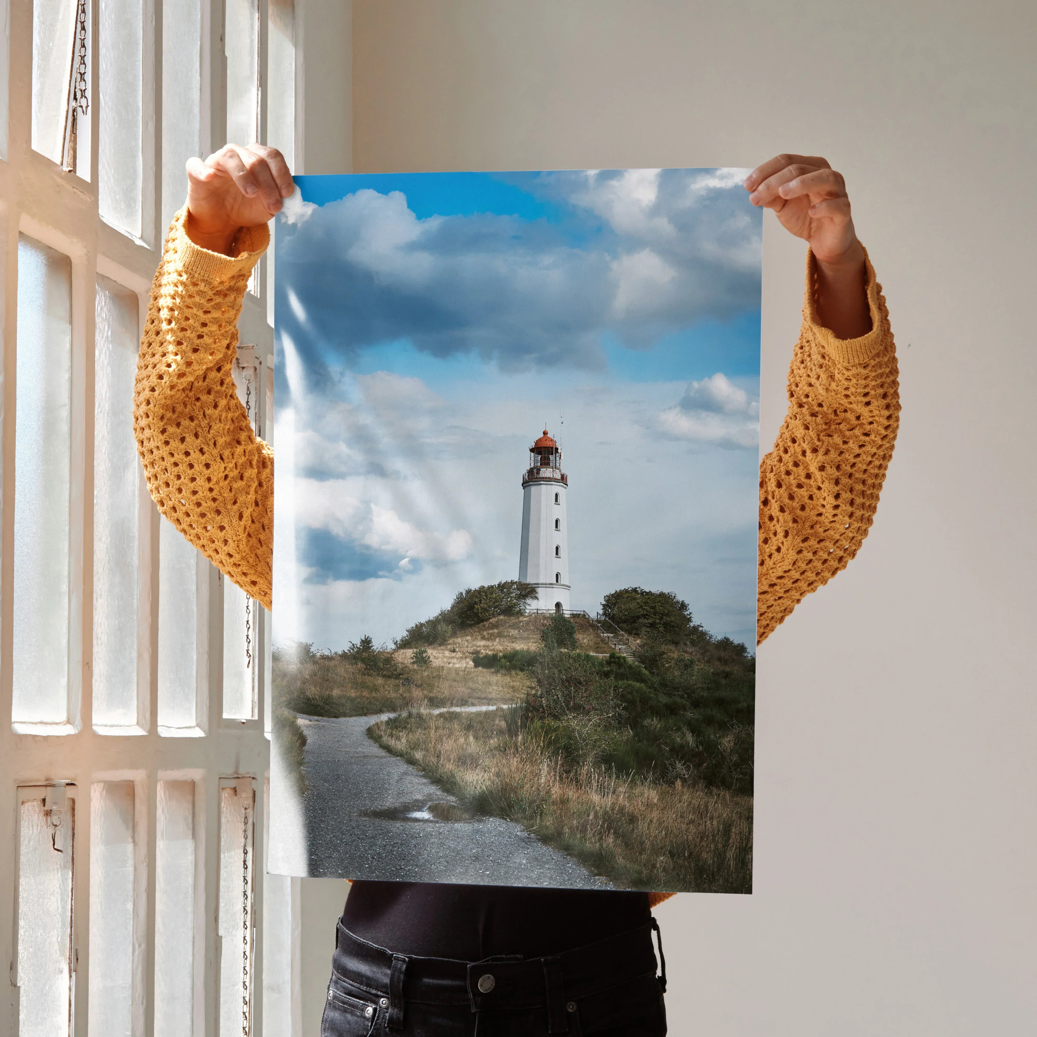 Stunning Lighthouse Beach Art Print Poster | Vertical - Throttle Designs