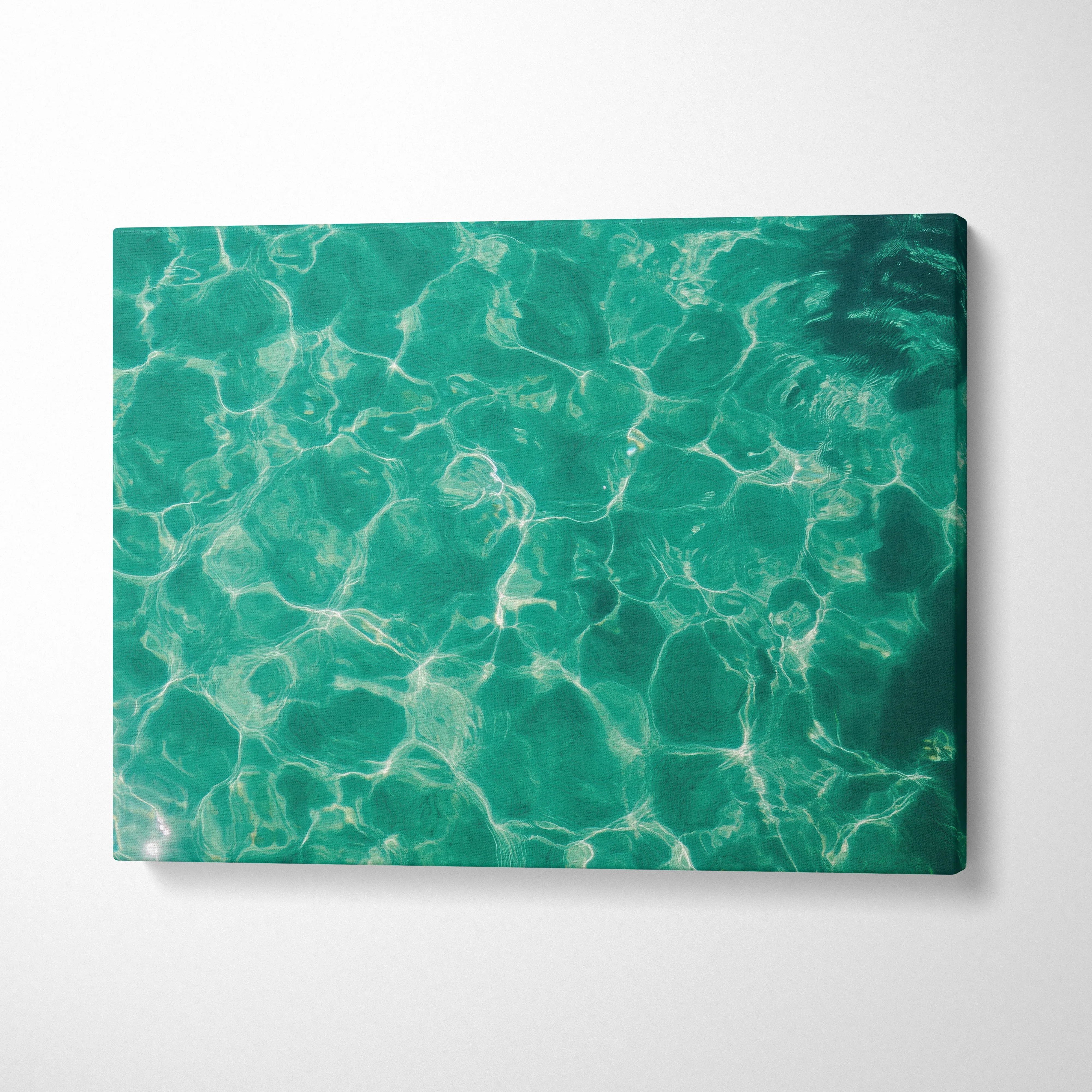 Turquoise sea pattern canvas wall art with shimmering crystal clear water decor.