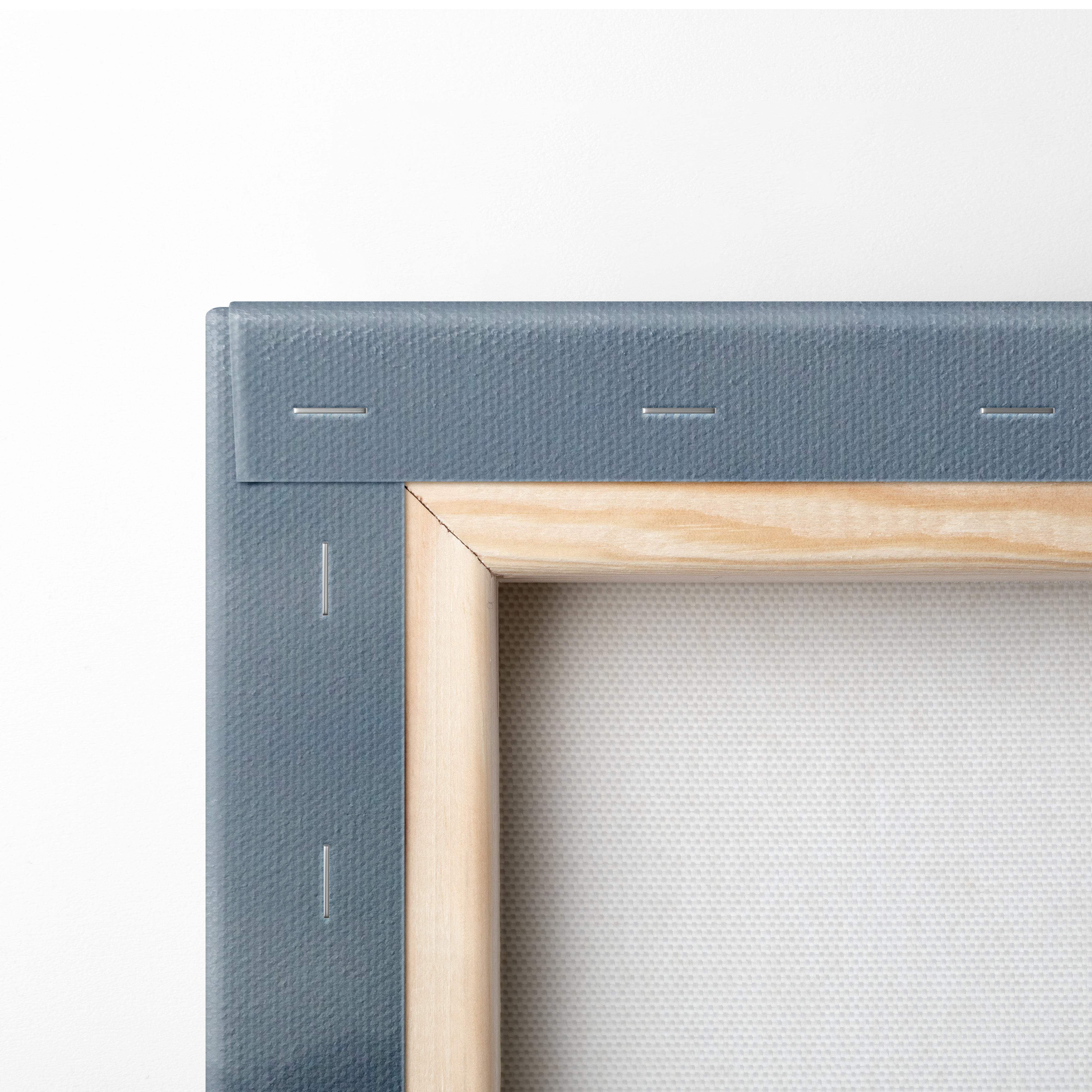 Gray textured canvas frame with light wood edge for stormy beach canvas art moody coastal landscape wall decor