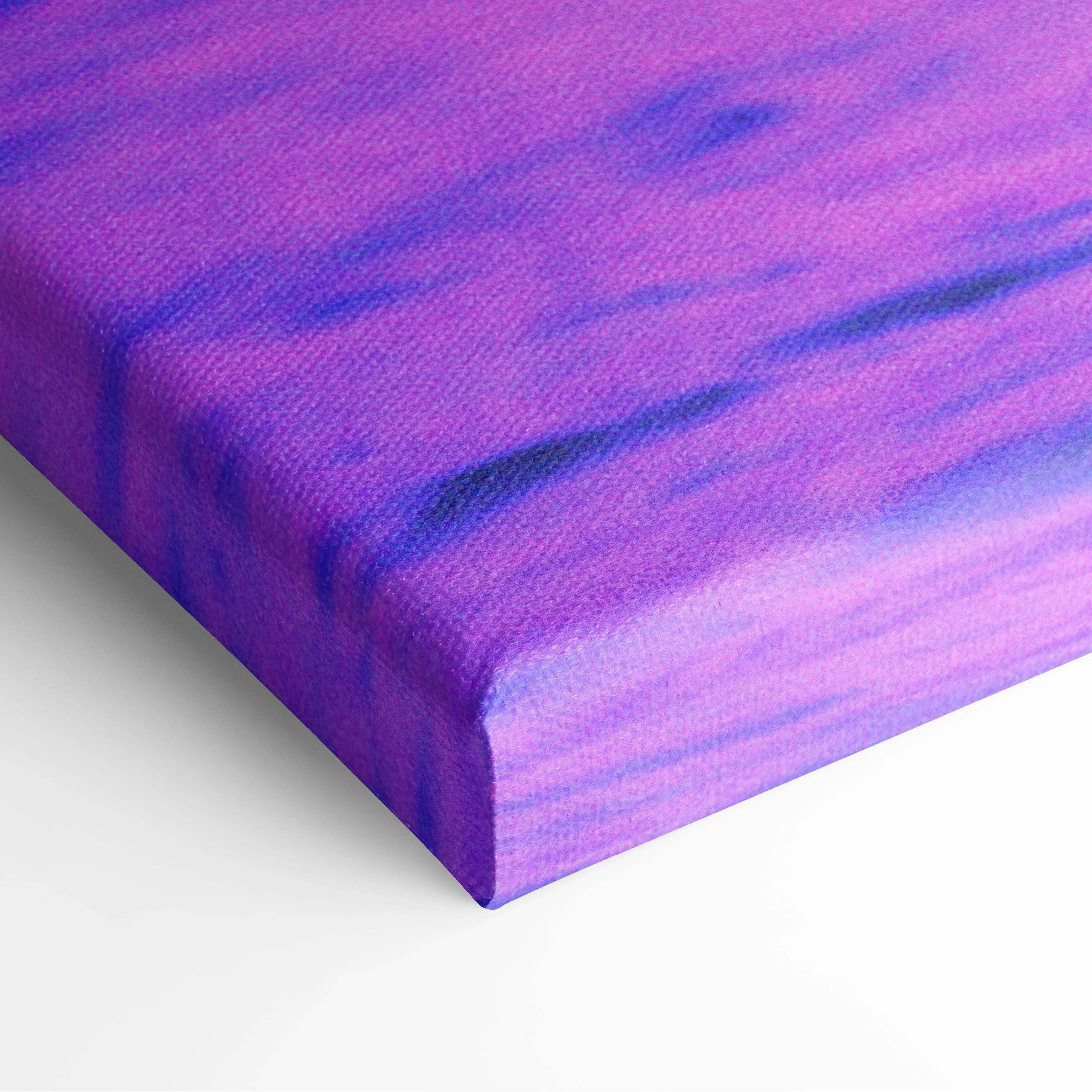 Retrowave flamingo palm trees neon sunset canvas art purple blue gradient textured print