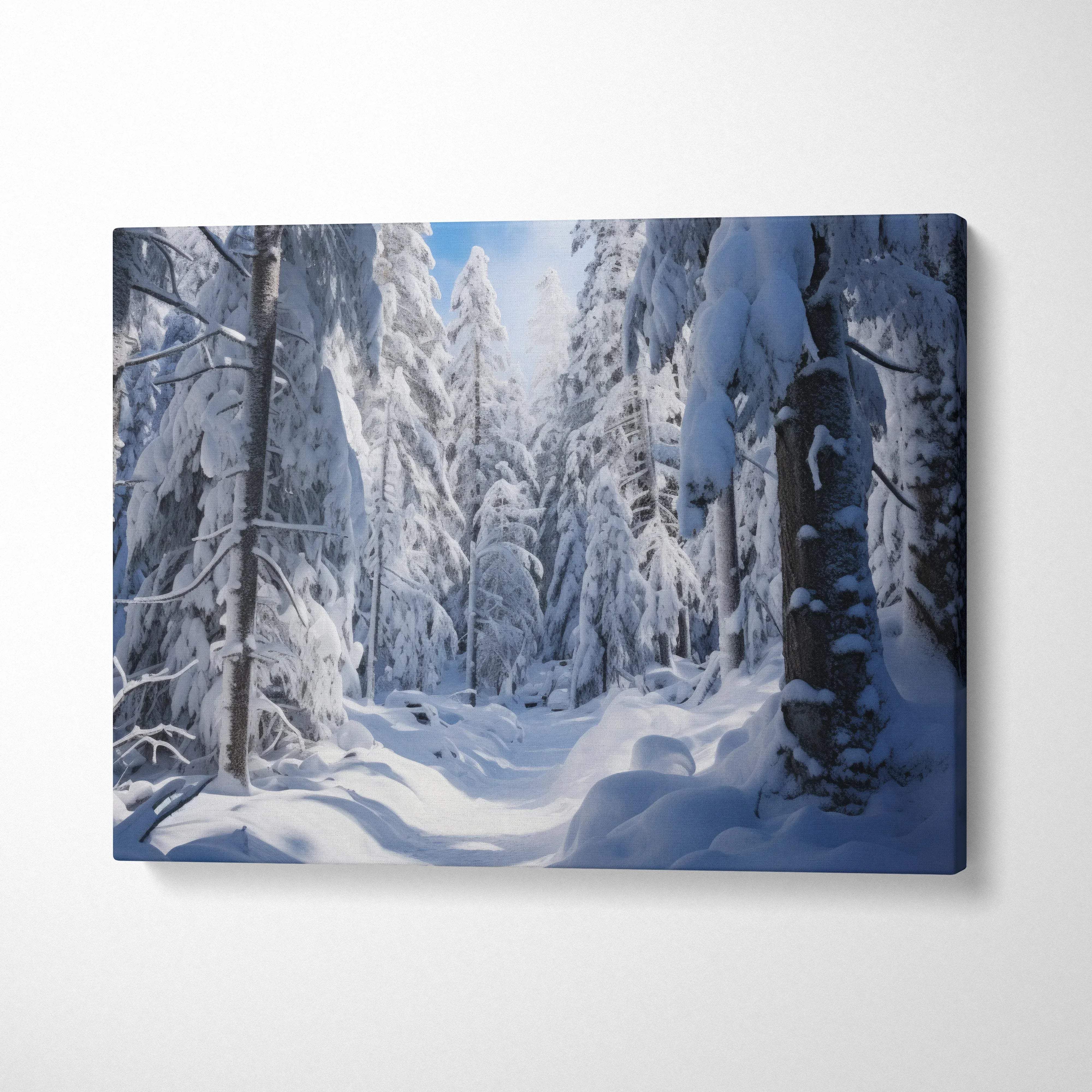 Canvas Wall Art - Dreamy Winter Forest - Snowy Pines In Quiet Snow Dri ...