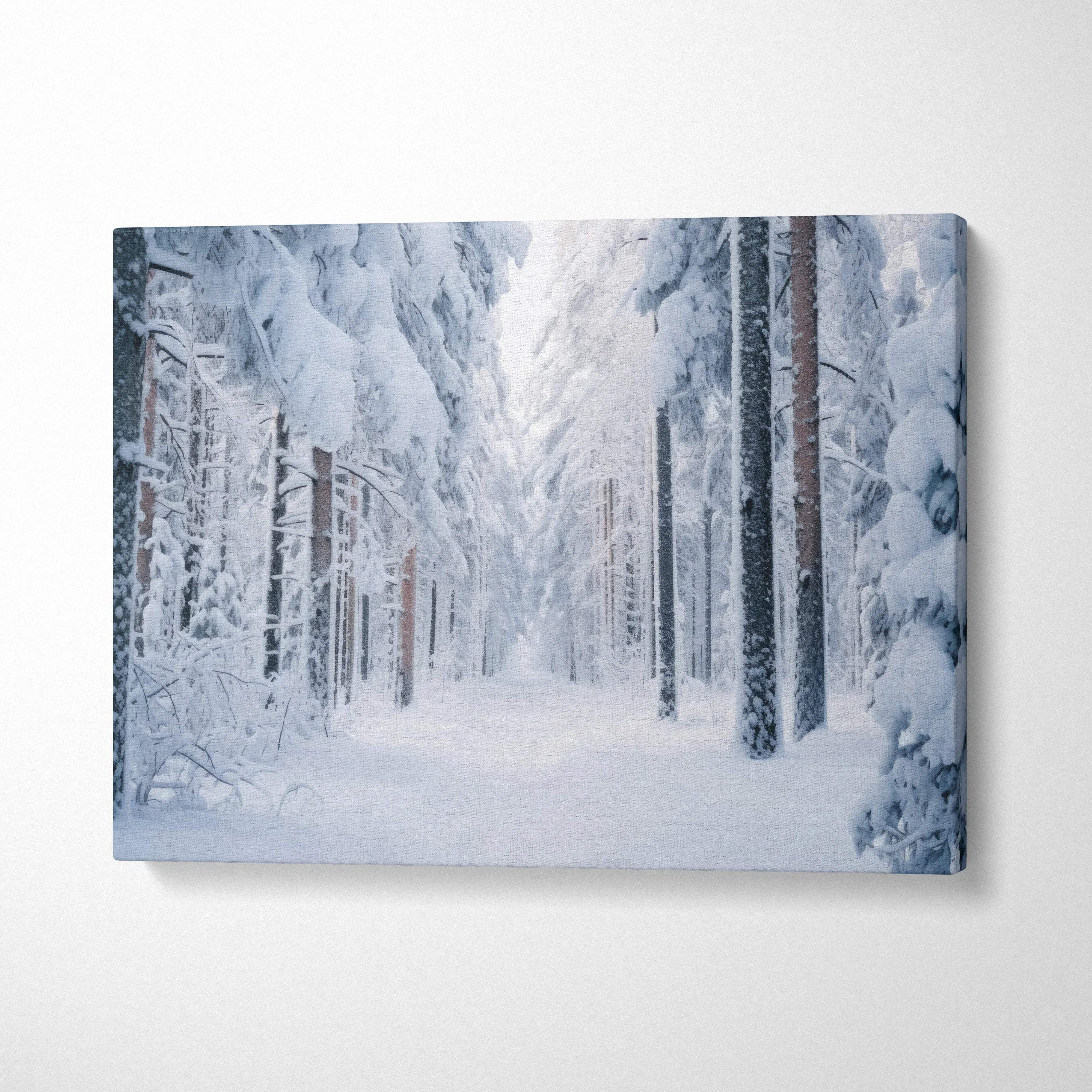 Canvas Wall Art - Winter Landscape - Snowy Forest Path - Dreamy Cool B ...