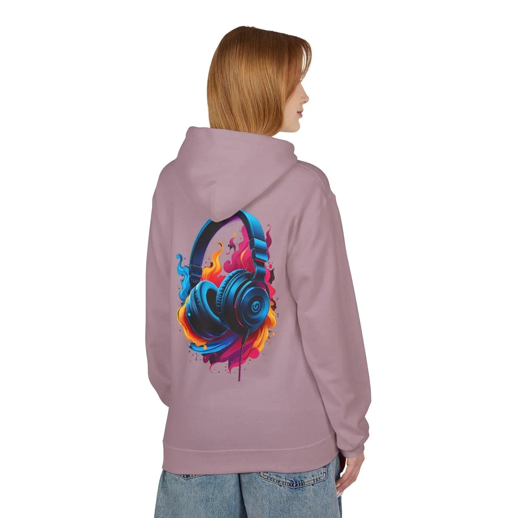 Artistic Vibes Fleece Hoodie with Headphone Design - Ultimate Comfort & Style