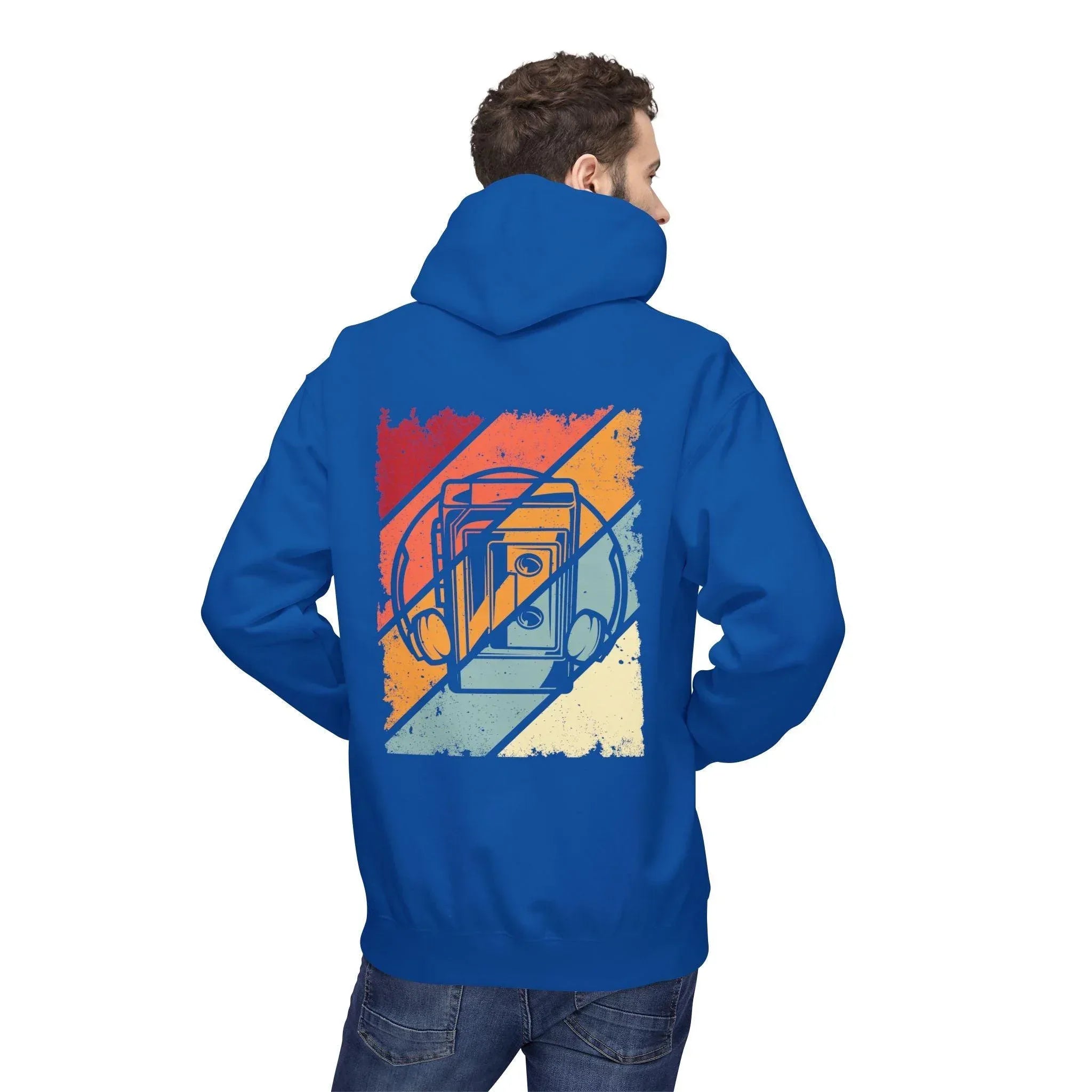 Cozy Vintage Walkman Fleece Hoodie - Stylish Comfort for Cold Days