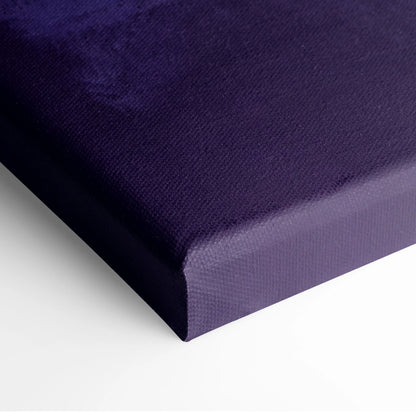 Nissan gt-r r35 inspired canvas art with deep purple textured fabric surface and matte black supercar wall decor