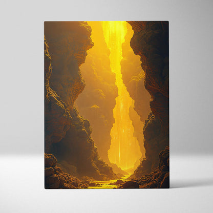 Visionary Canyon canvas print with surreal golden light in gorge
