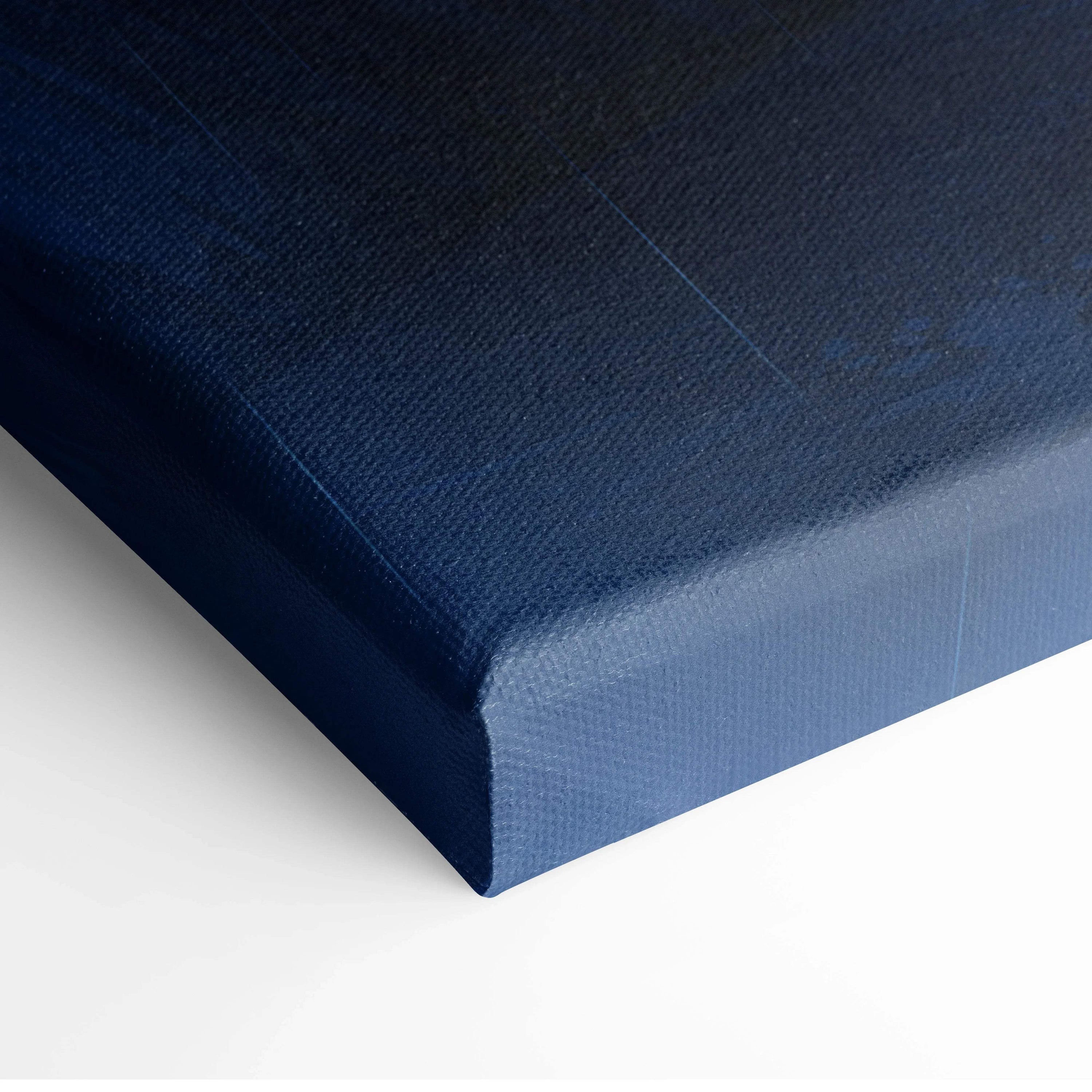 Deep navy blue textured canvas wall art with Surreal Night Street Scene