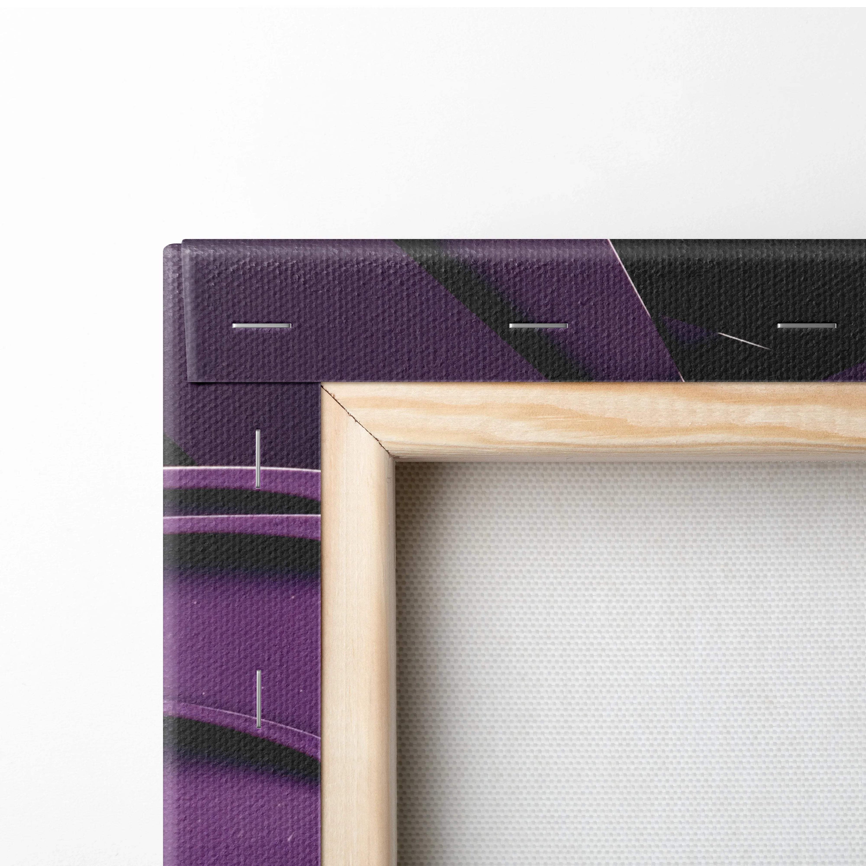 Light wood frame with purple black geometric dragon canvas art