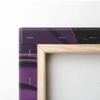 Light wood frame with purple black geometric dragon canvas art