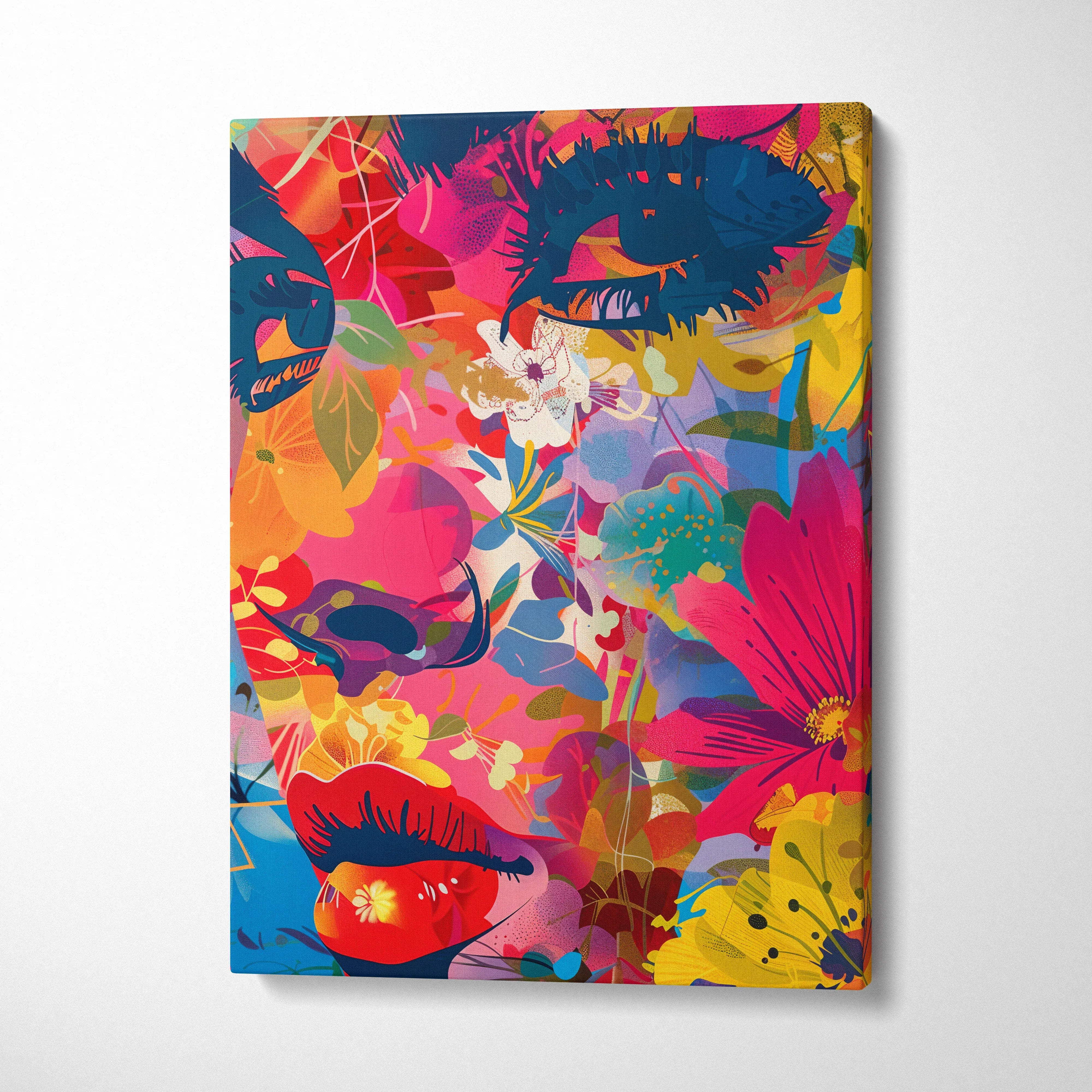 Canvas Wall Art - Abstract Floral Portrait - Colorful Faces - Vibrant Multicolor Mood