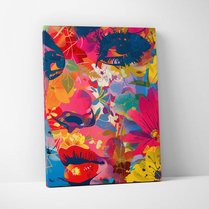 Canvas Wall Art - Abstract Floral Portrait - Colorful Faces - Vibrant Multicolor Mood
