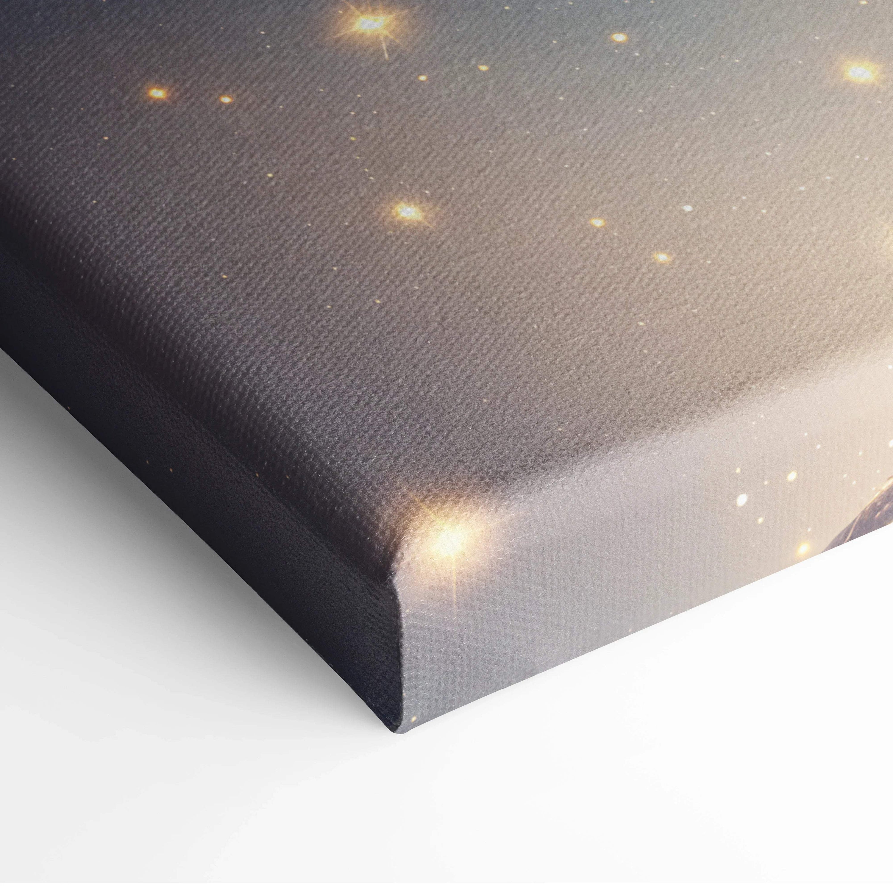 Stretched canvas print of glowing cherry blossom tree with golden orb at night