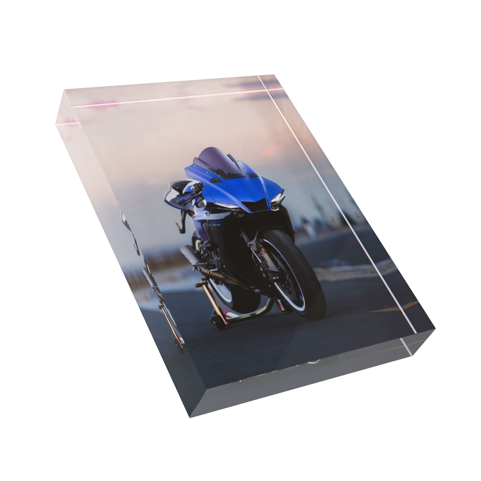 Yamaha R1 Motorcycle Acrylic Photo Block #007 - Throttle Designs