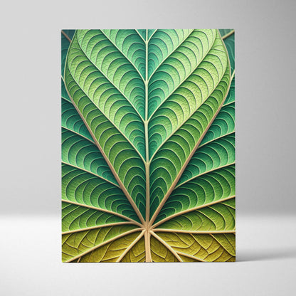 Canvas wall art of emerald leaf veins in botanical geometry green gradient