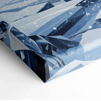 Blue white geometric ice crystals canvas print of shattered winter valley wanderer