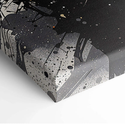 Black and white abstract sumi-e canvas print with splattered paint