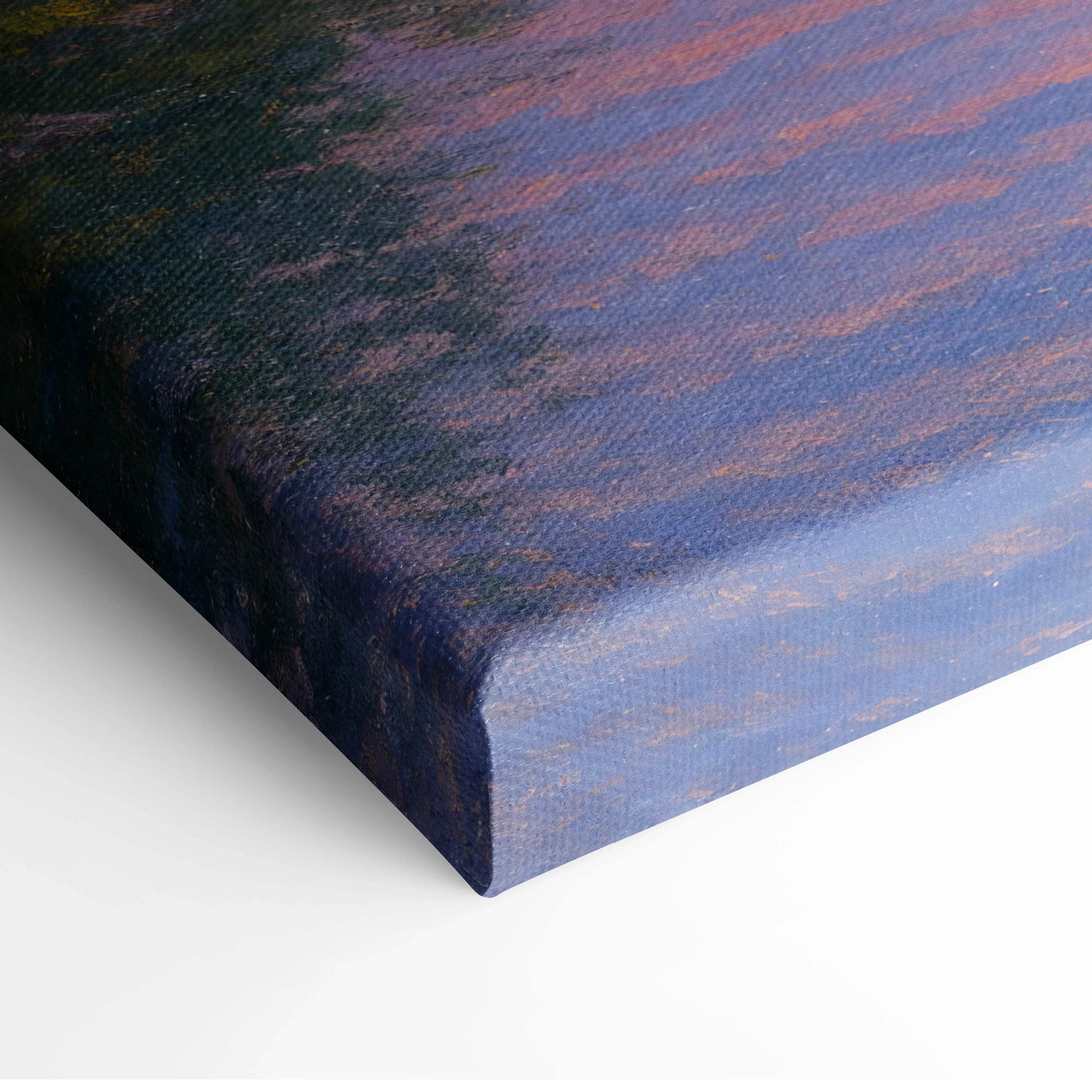 Painterly mountain landscape canvas print with snow-capped peak at dawn