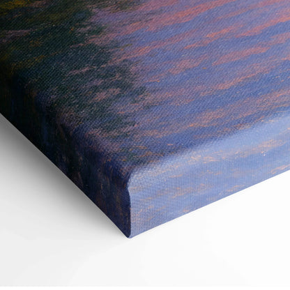 Painterly mountain landscape canvas print with snow-capped peak at dawn