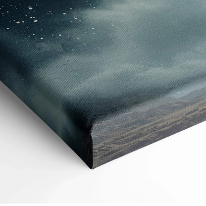 Dark teal textured canvas print of moody yin yang amid storm clouds