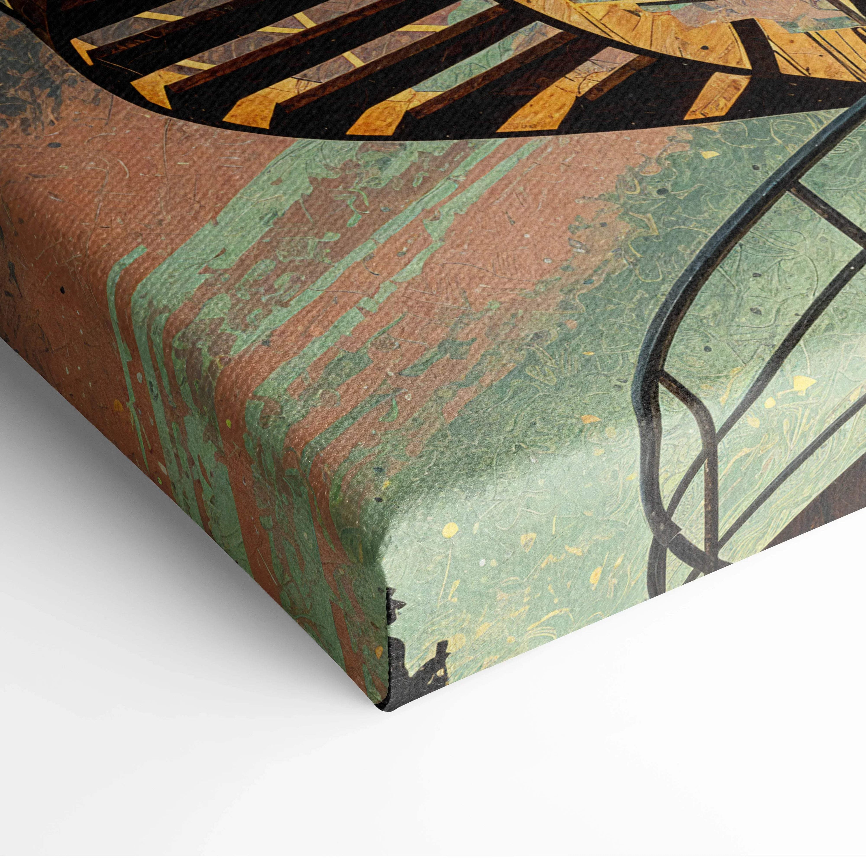 Canvas print of Dreamy Surreal Fantasy Cosmic Treehouse in rust green tones