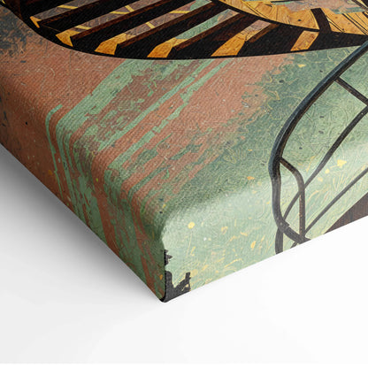 Canvas print of Dreamy Surreal Fantasy Cosmic Treehouse in rust green tones