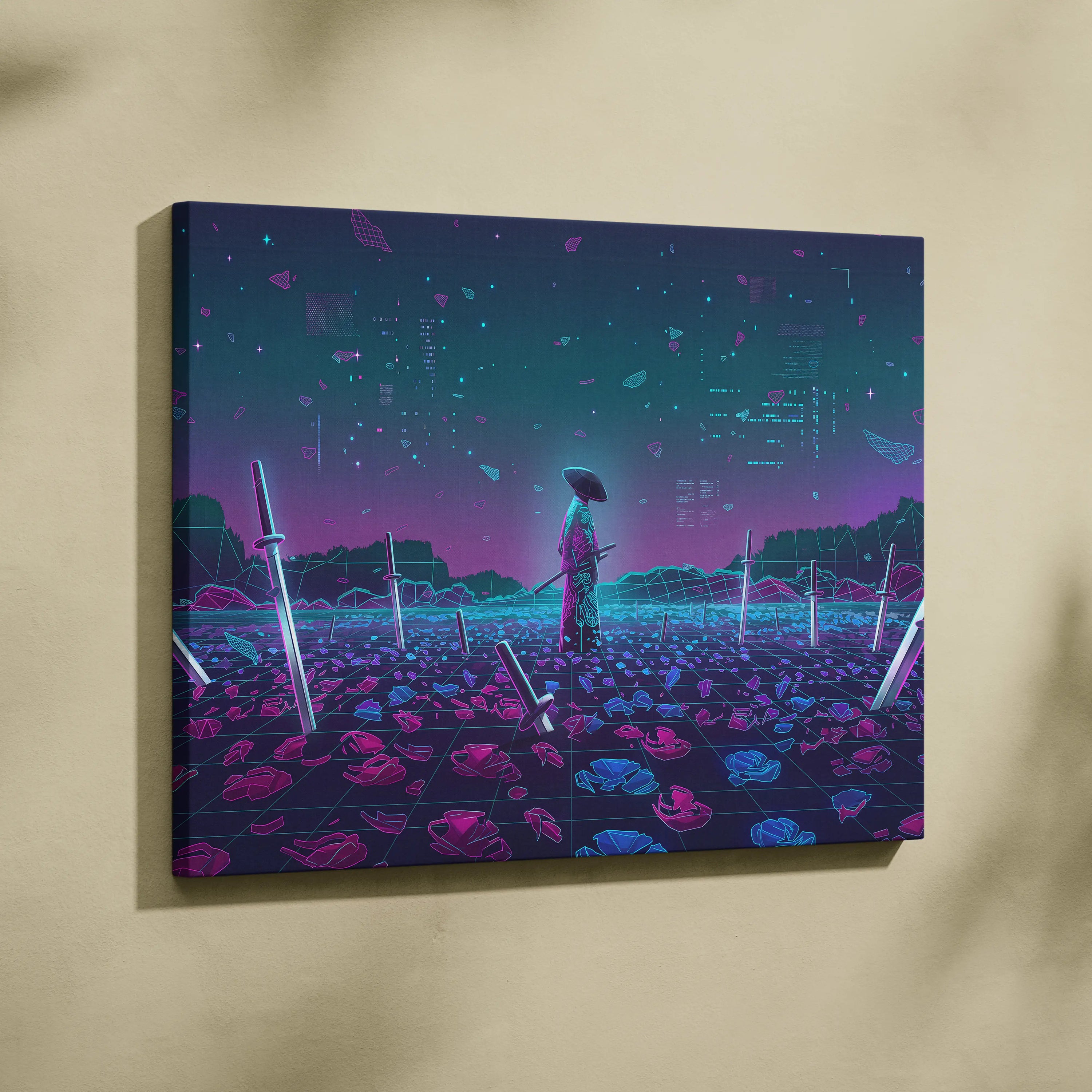 Vaporwave Neon Oracle Canvas - Vaporwave Oracle Neon Canvas Living Room Retro Mystical Dreamlike Synthwave Decor Canvas