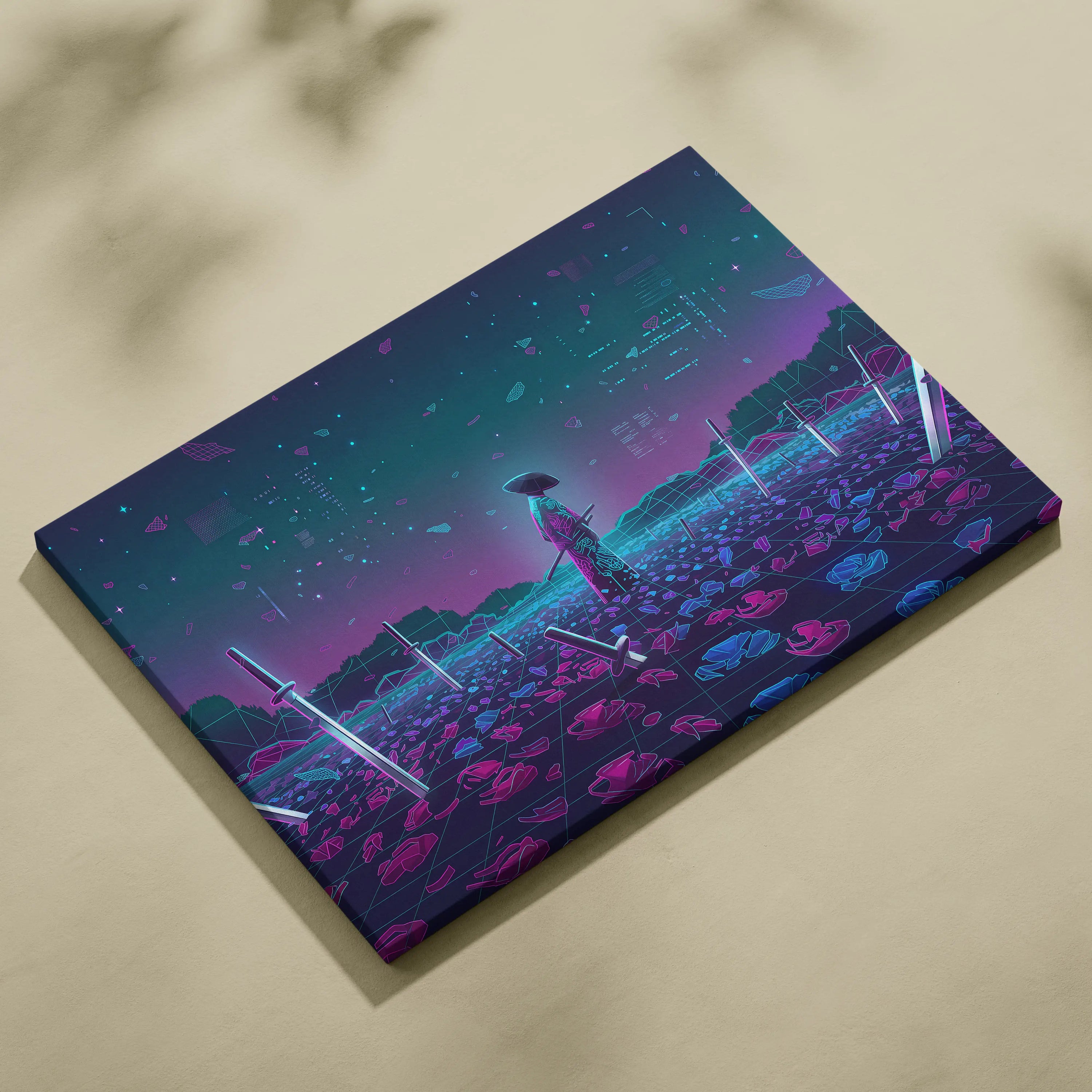 Vaporwave Neon Oracle Canvas - Vaporwave Oracle Neon Canvas Living Room Retro Mystical Dreamlike Synthwave Decor Canvas