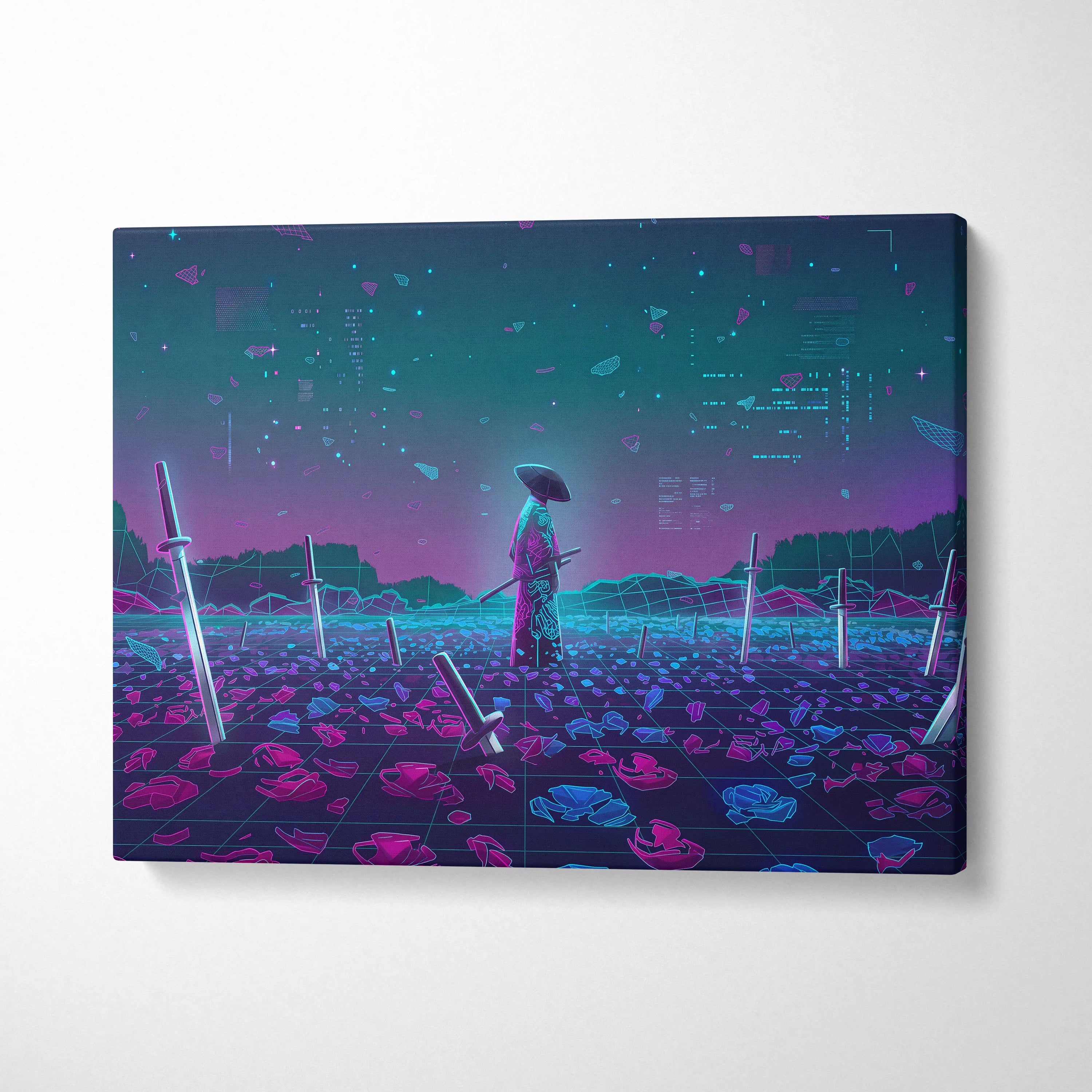 Vaporwave Neon Oracle Canvas - Vaporwave Oracle Neon Canvas Living Room Retro Mystical Dreamlike Synthwave Decor Canvas