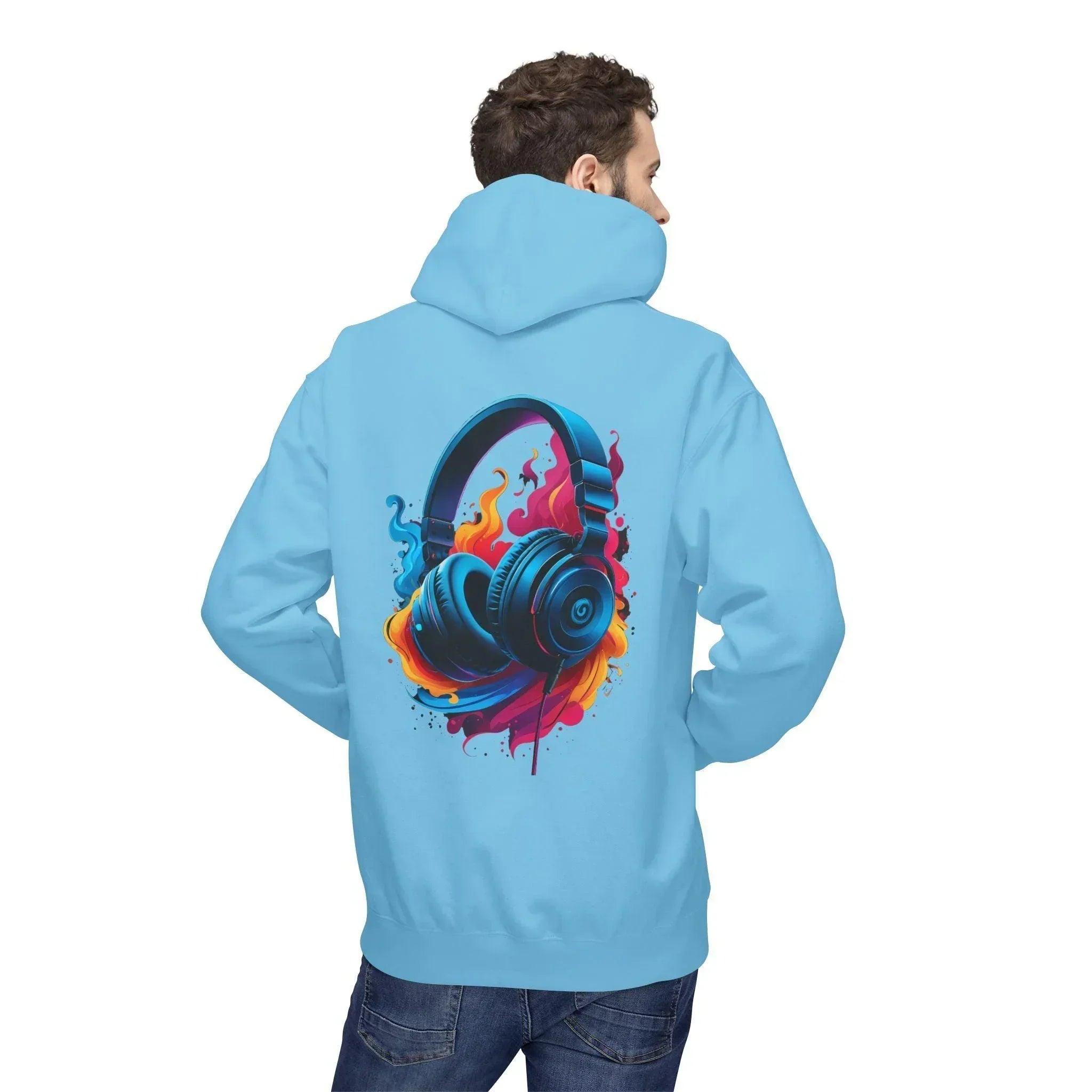 Artistic Vibes Fleece Hoodie with Headphone Design - Ultimate Comfort & Style