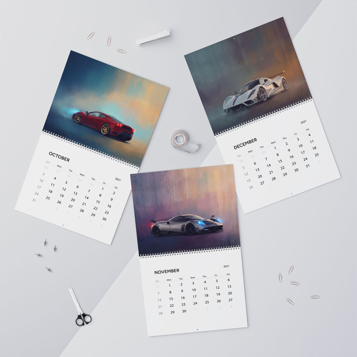 2027 Super Cars Artwork Calendar | Exotic Sports Car Wall Calendar
