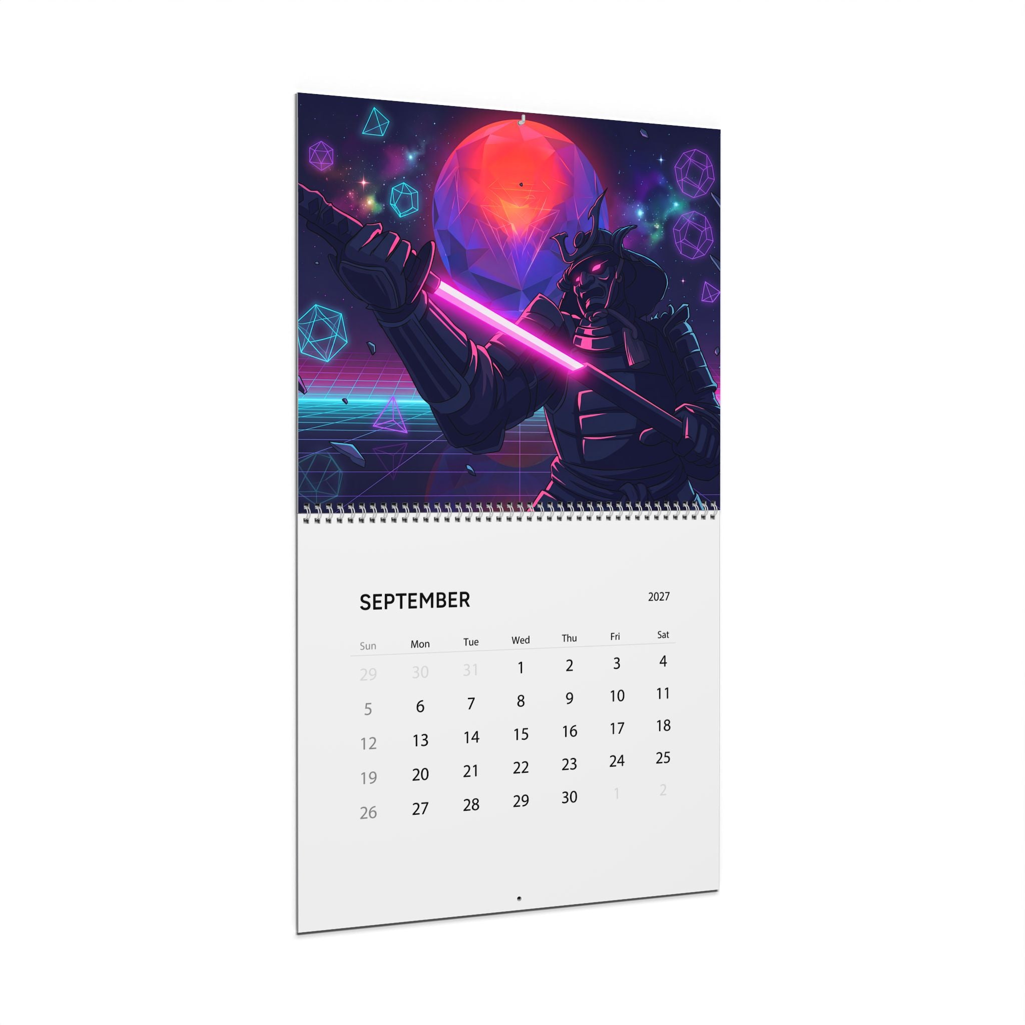 2027 Fantasy Artwork Wall Calendar – Vaporwave Inspired Neon Art Collection