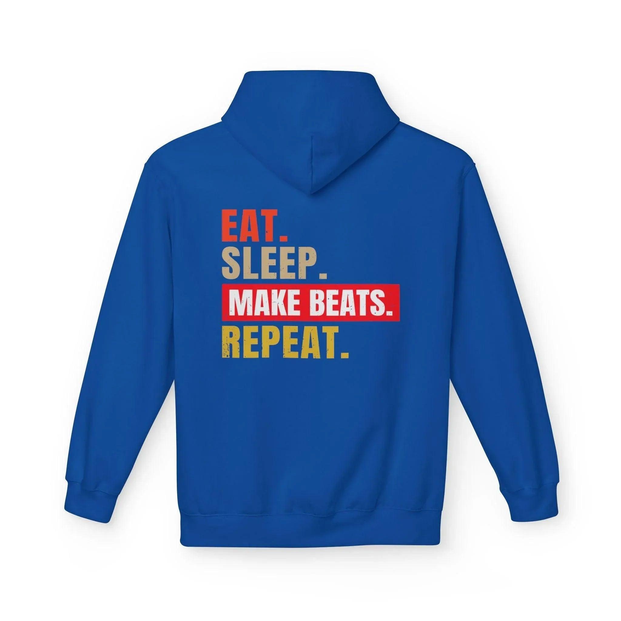 Cozy Music Producer Hoodie: 'Eat. Sleep. Make Beats. Repeat' Fleece Design