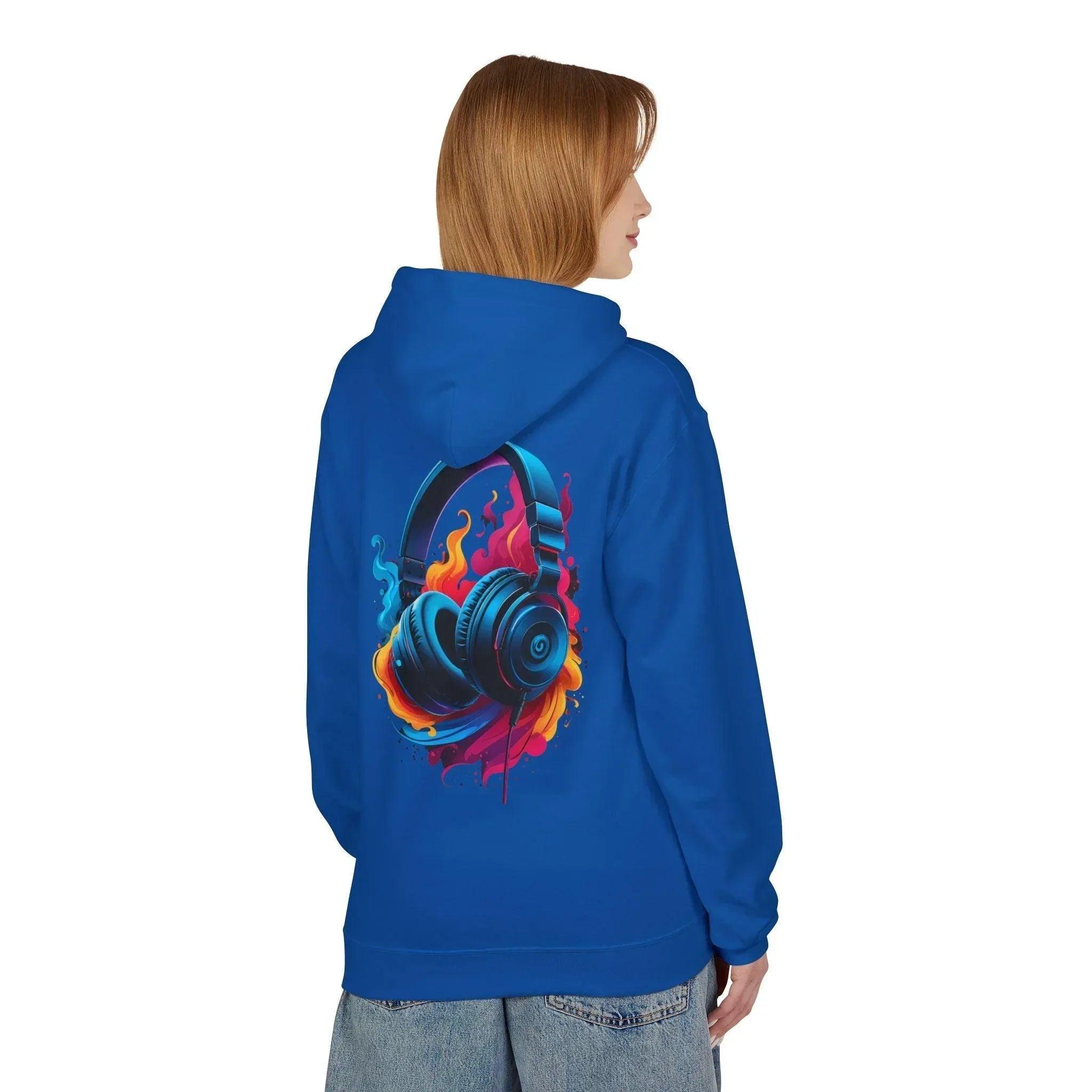 Artistic Vibes Fleece Hoodie with Headphone Design - Ultimate Comfort & Style