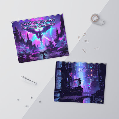 2027 Fantasy Vaporwave Wall Calendar – Vibrant Neon Art & Surreal Fantasy Designs