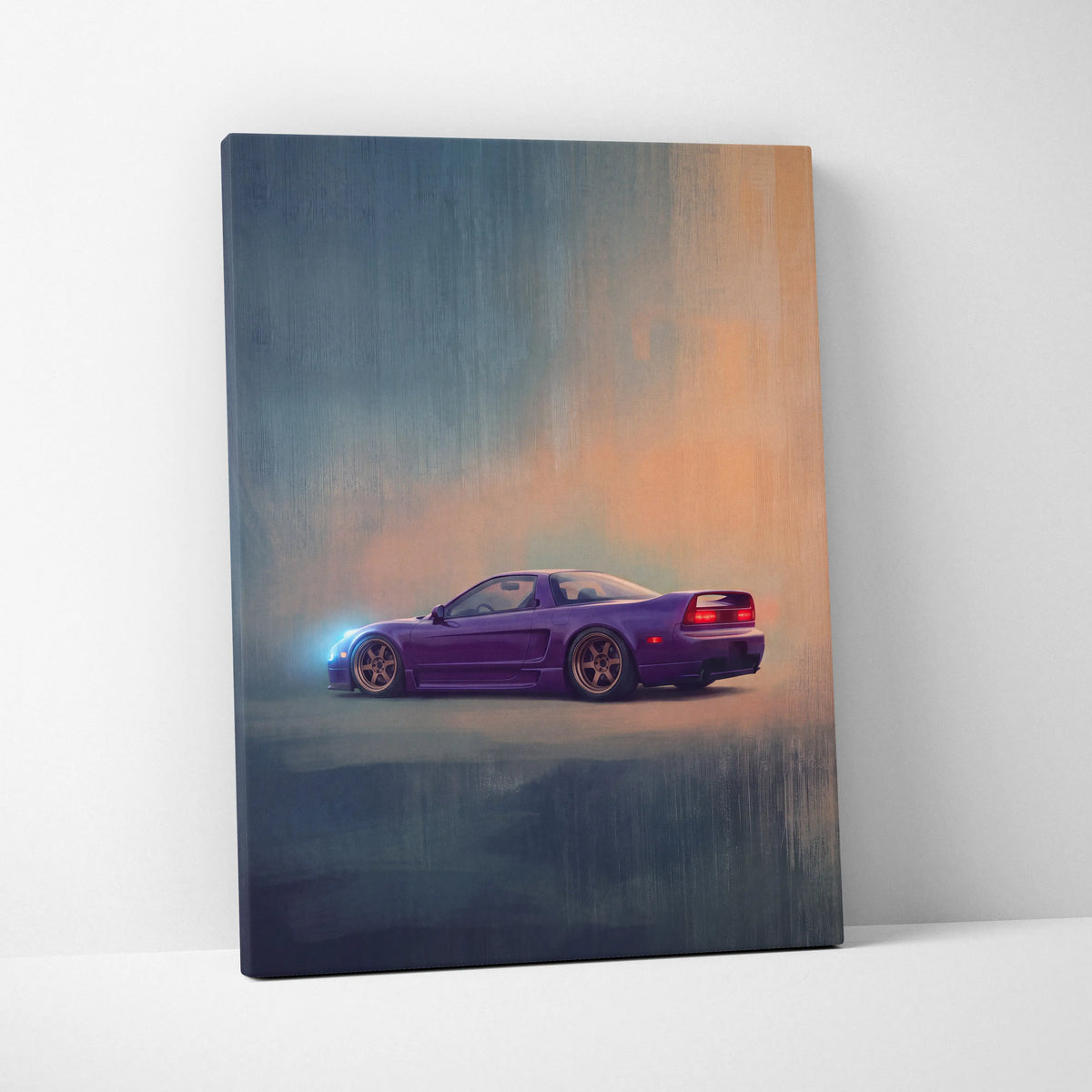 Honda NSX Inspired Automotive Wall Art - Purple JDM Sports Car Canvas Painting