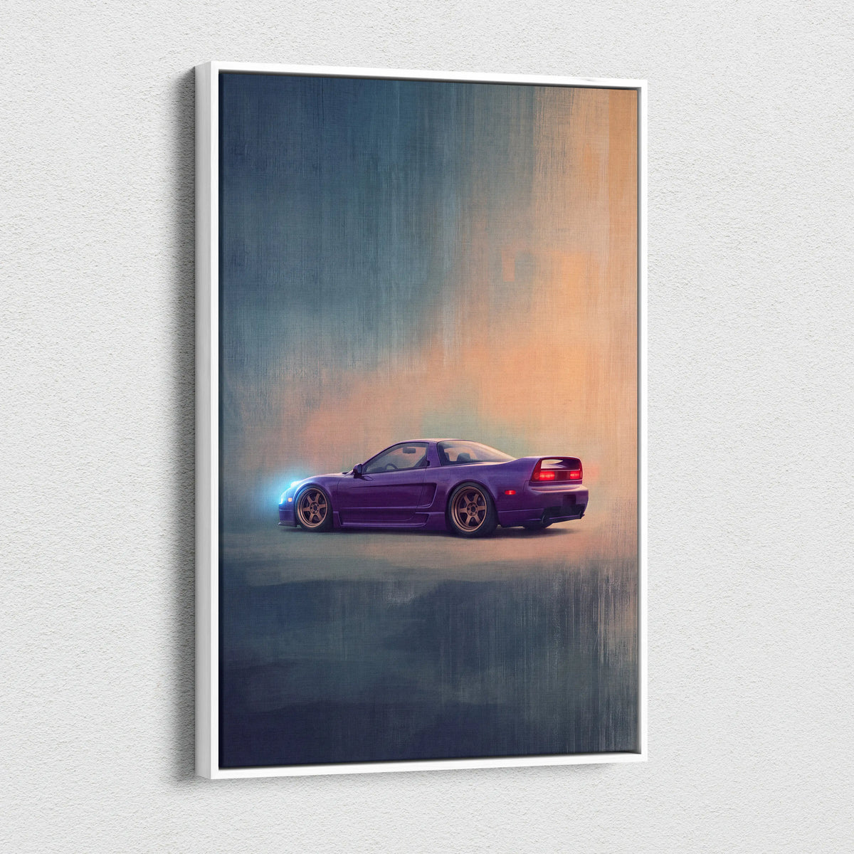 Honda NSX Inspired Automotive Wall Art - Purple JDM Sports Car Canvas Painting