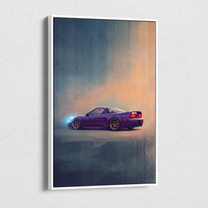 Honda NSX Inspired Automotive Wall Art - Purple JDM Sports Car Canvas Painting