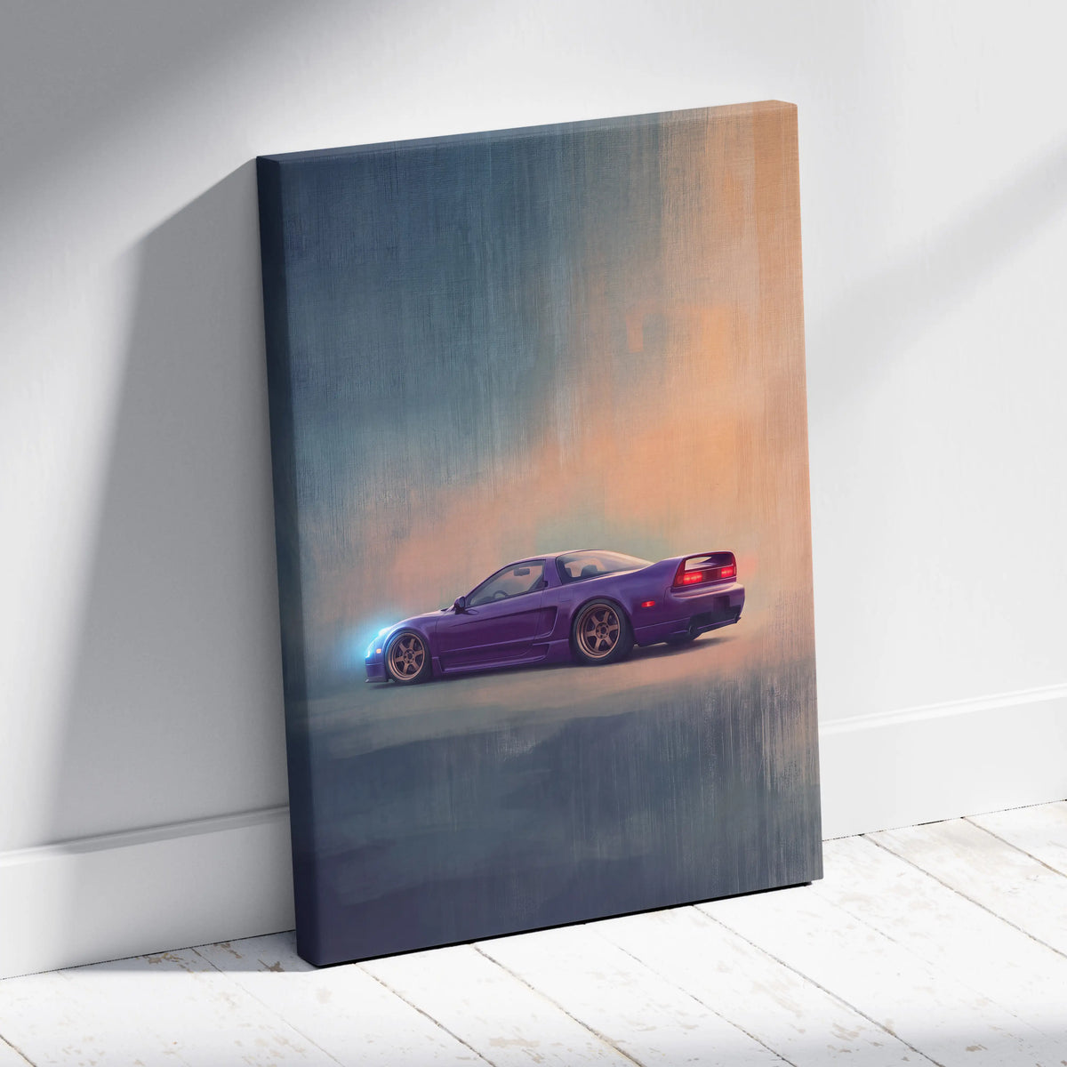 Honda NSX Inspired Automotive Wall Art - Purple JDM Sports Car Canvas Painting