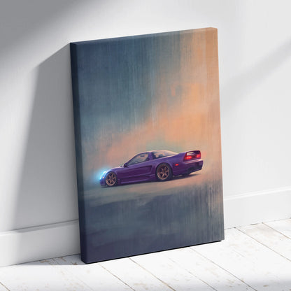 Honda NSX Inspired Automotive Wall Art - Purple JDM Sports Car Canvas Painting