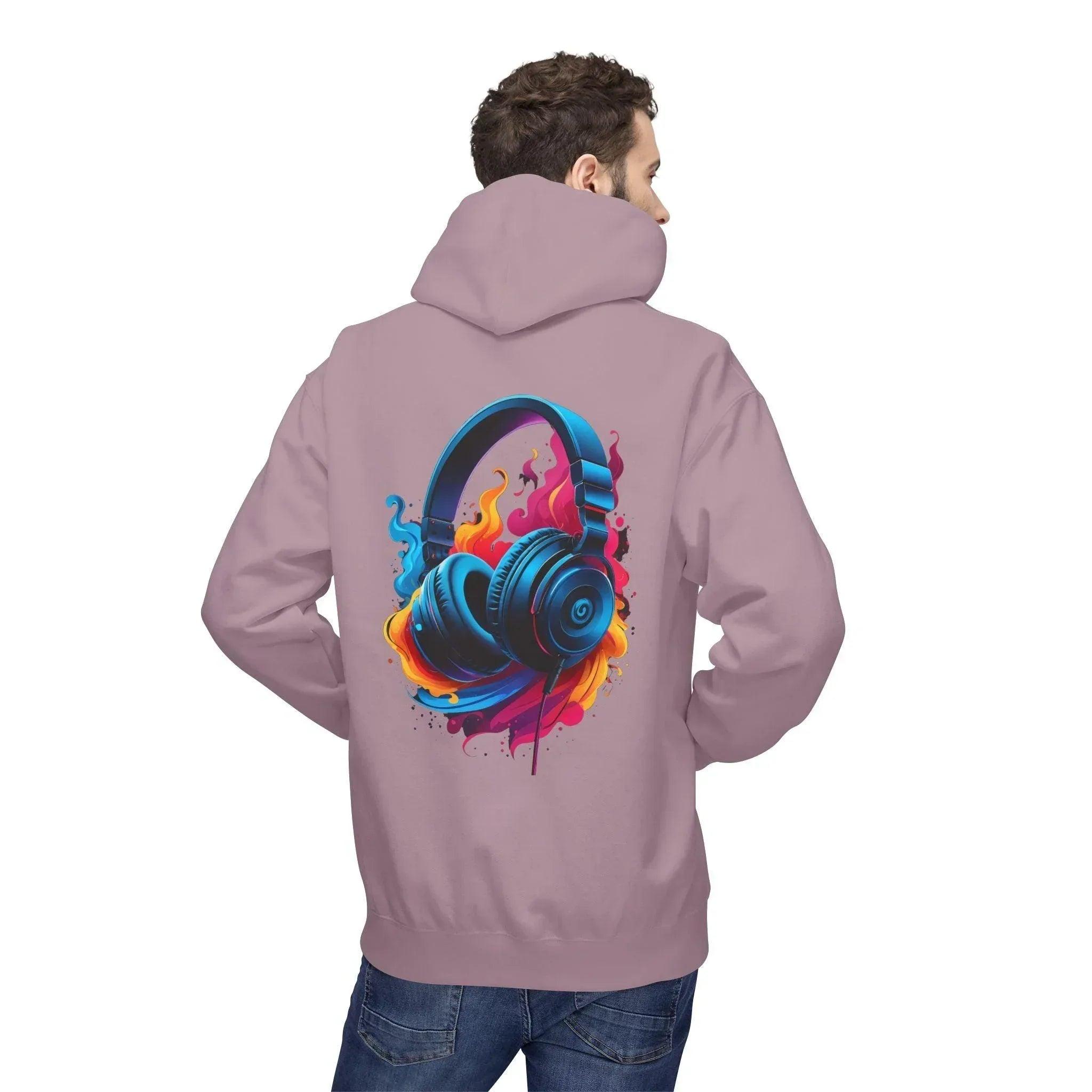Artistic Vibes Fleece Hoodie with Headphone Design - Ultimate Comfort & Style