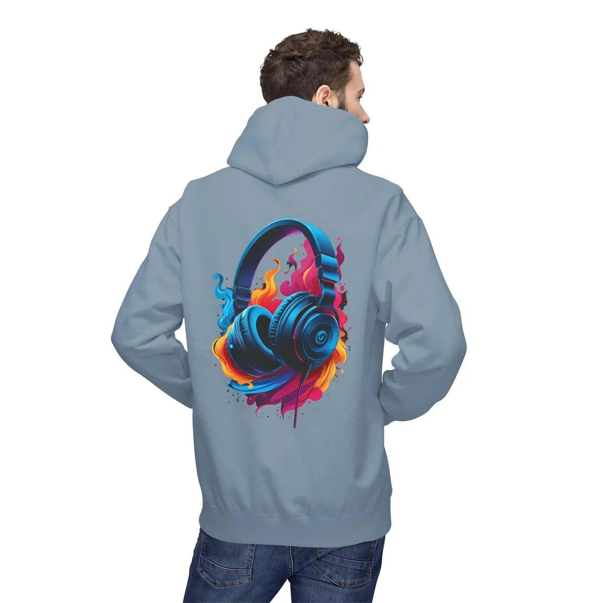 Artistic Vibes Fleece Hoodie with Headphone Design - Ultimate Comfort & Style